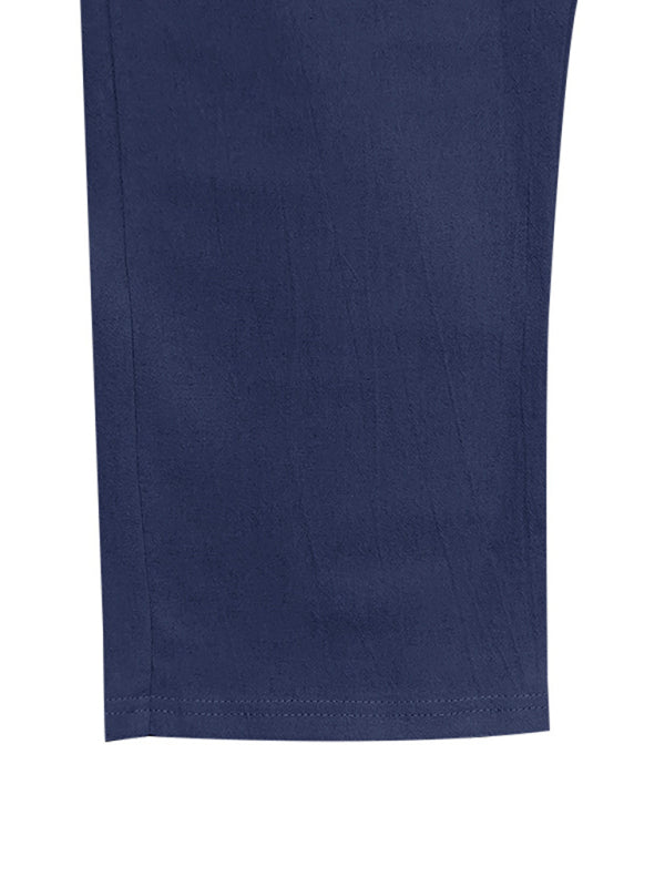 Men's Loose Casual Relaxed Straight Linen Naples Gurga Breathable Trousers - MyriadMart