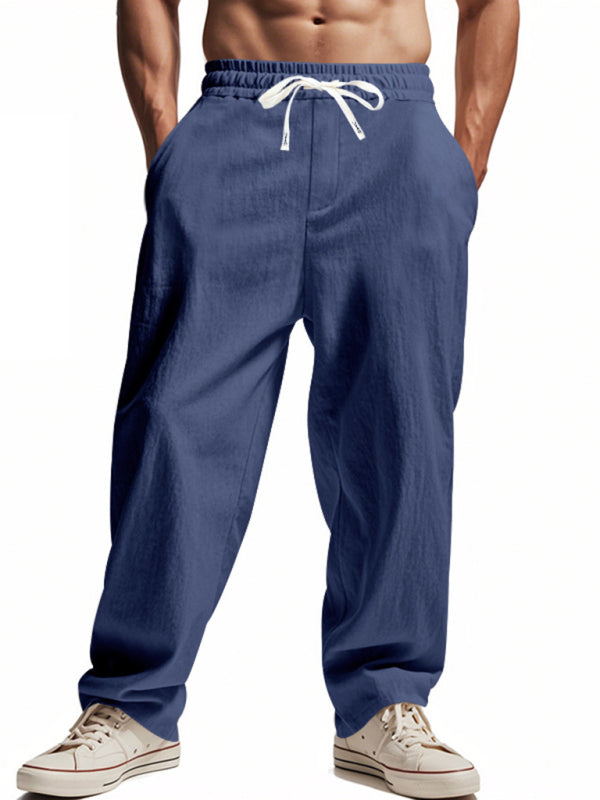 Loose linen casual wide-leg beach sports four seasons breathable trousers on sale at MyriadMart