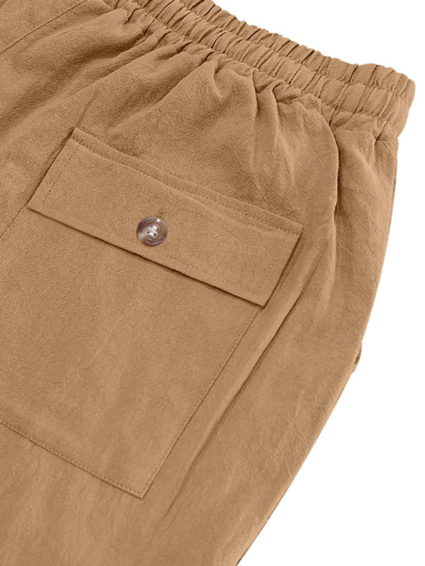 Loose linen casual wide-leg beach sports four seasons breathable trousers - MyriadMart