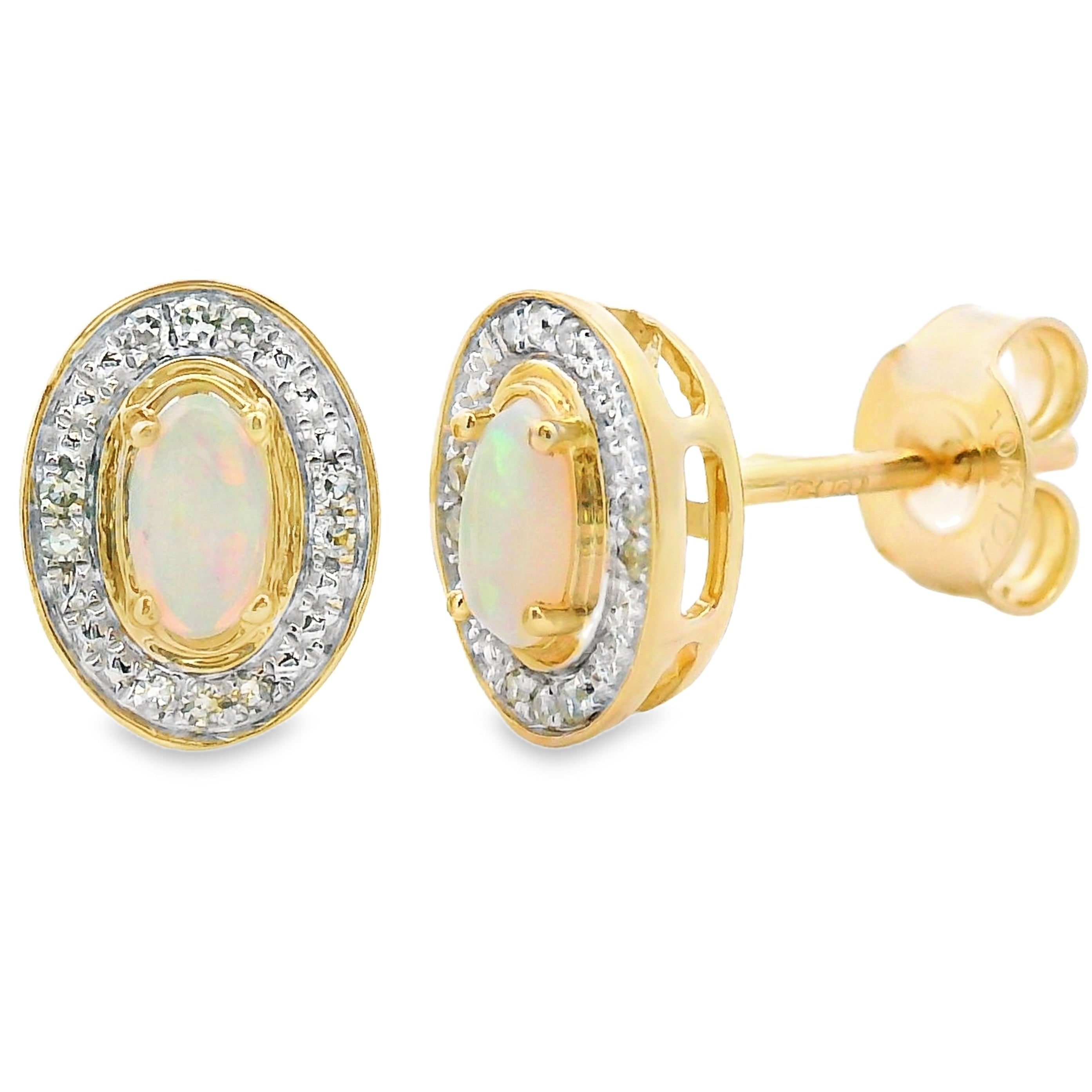Genuine .55ct Opal Diamond Earrings 10KT Yellow Gold on sale at MyriadMart