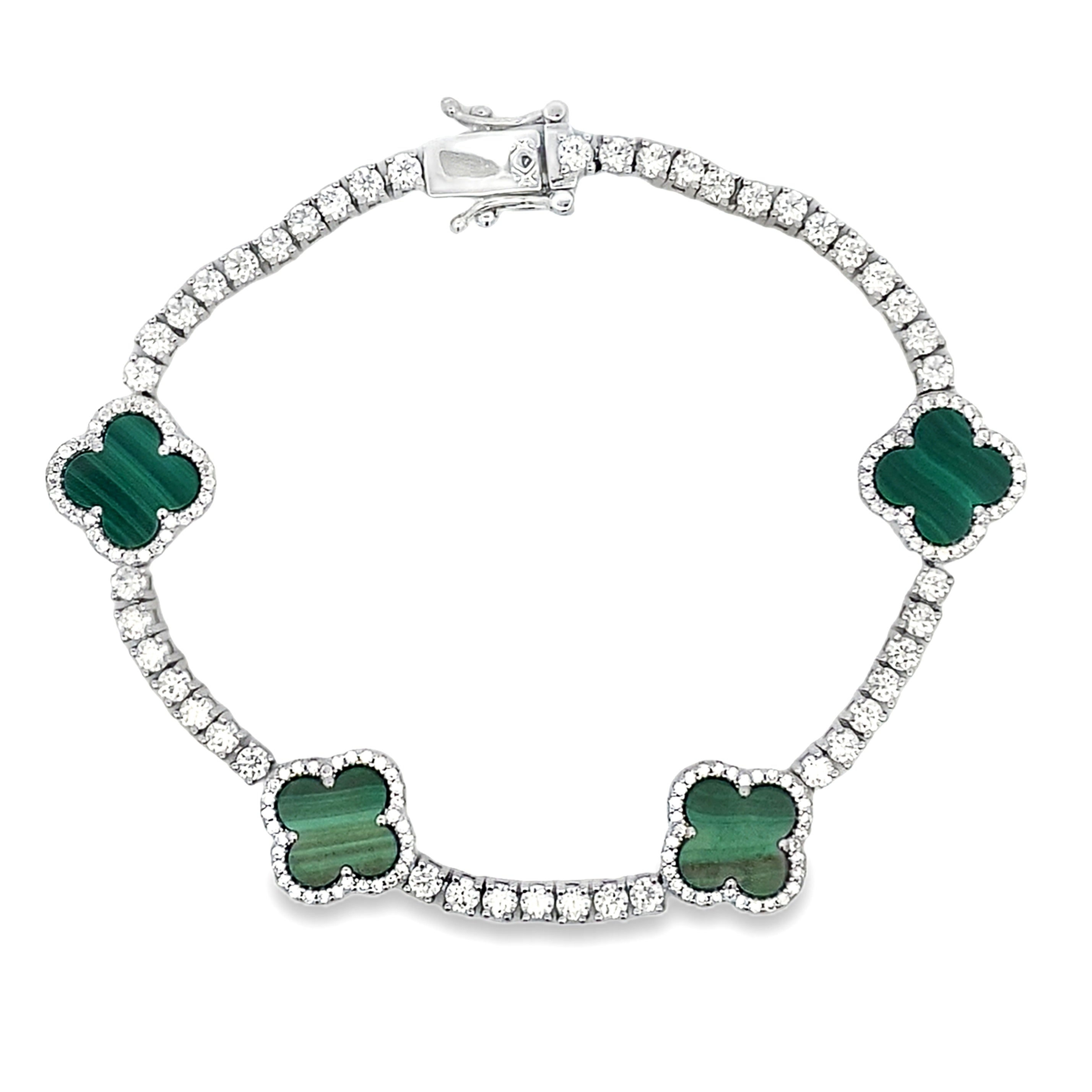 Moissanite Malachite Tennis Bracelet Sterling Silver on sale at MyriadMart