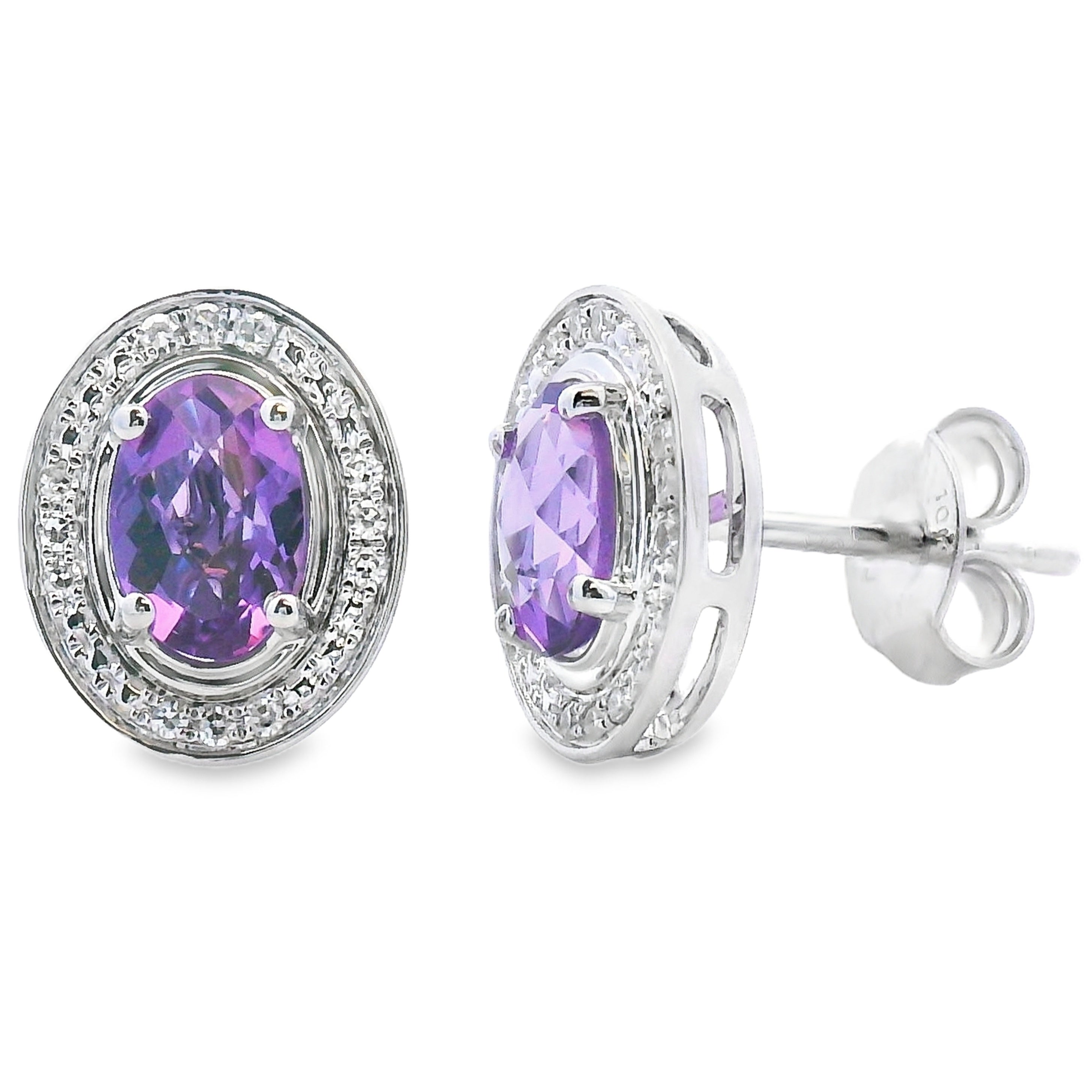 .88ct Amethyst Diamond Earrings 10KT White Gold on sale at MyriadMart