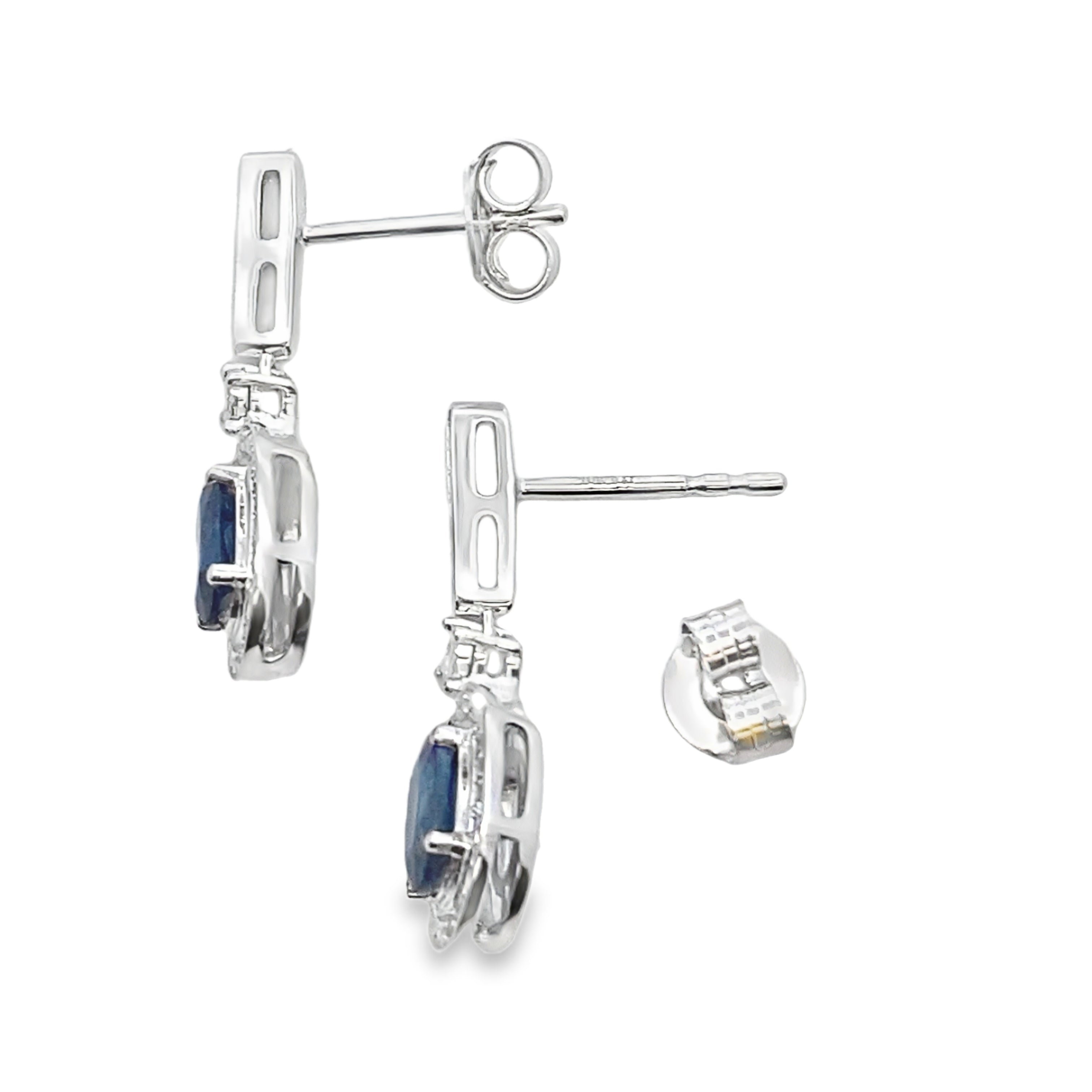 1.40ct Sapphire Diamond Dangle Earrings 10KT White Gold on sale at MyriadMart