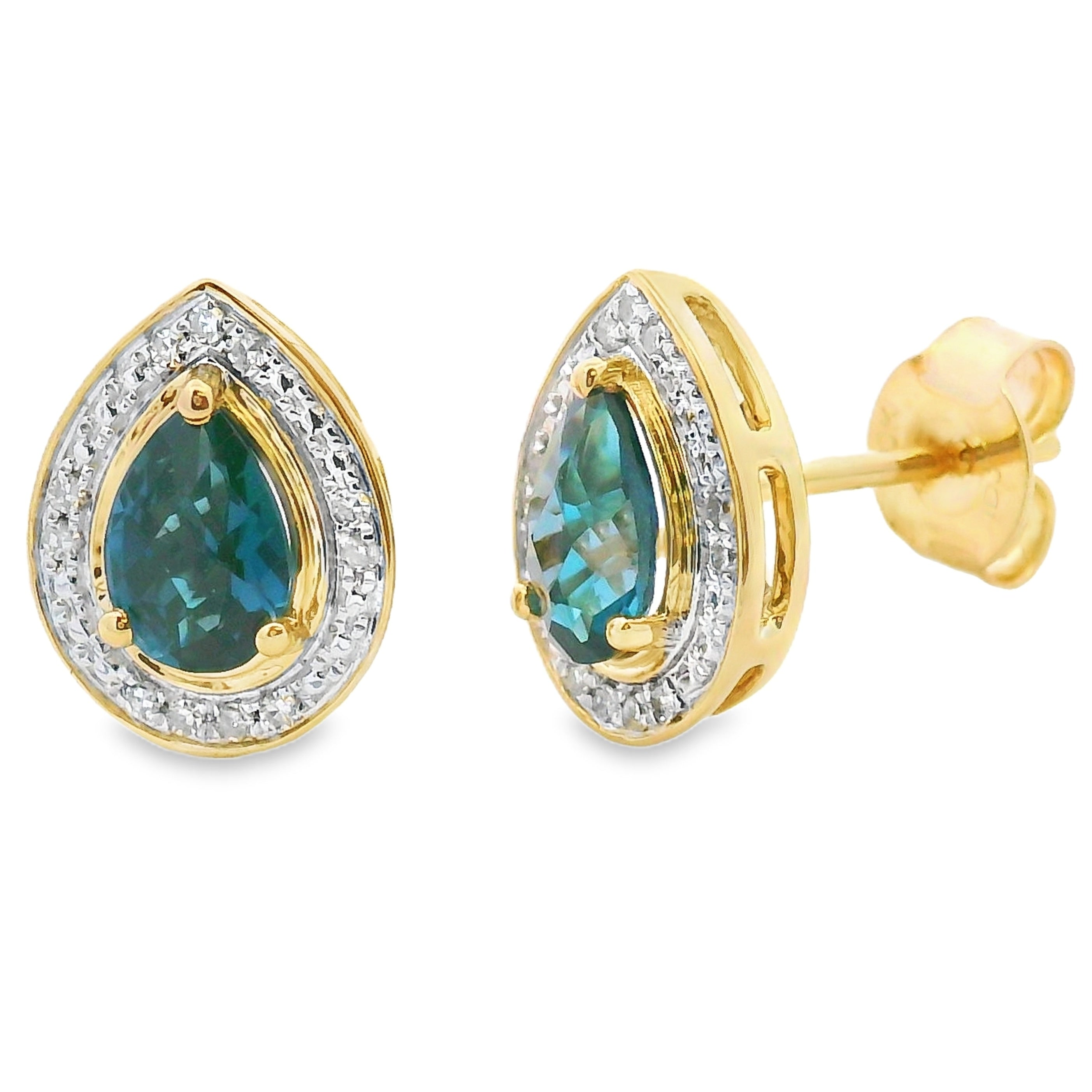 London Blue Topaz Dangle Earrings 10KT Yellow Gold on sale at MyriadMart