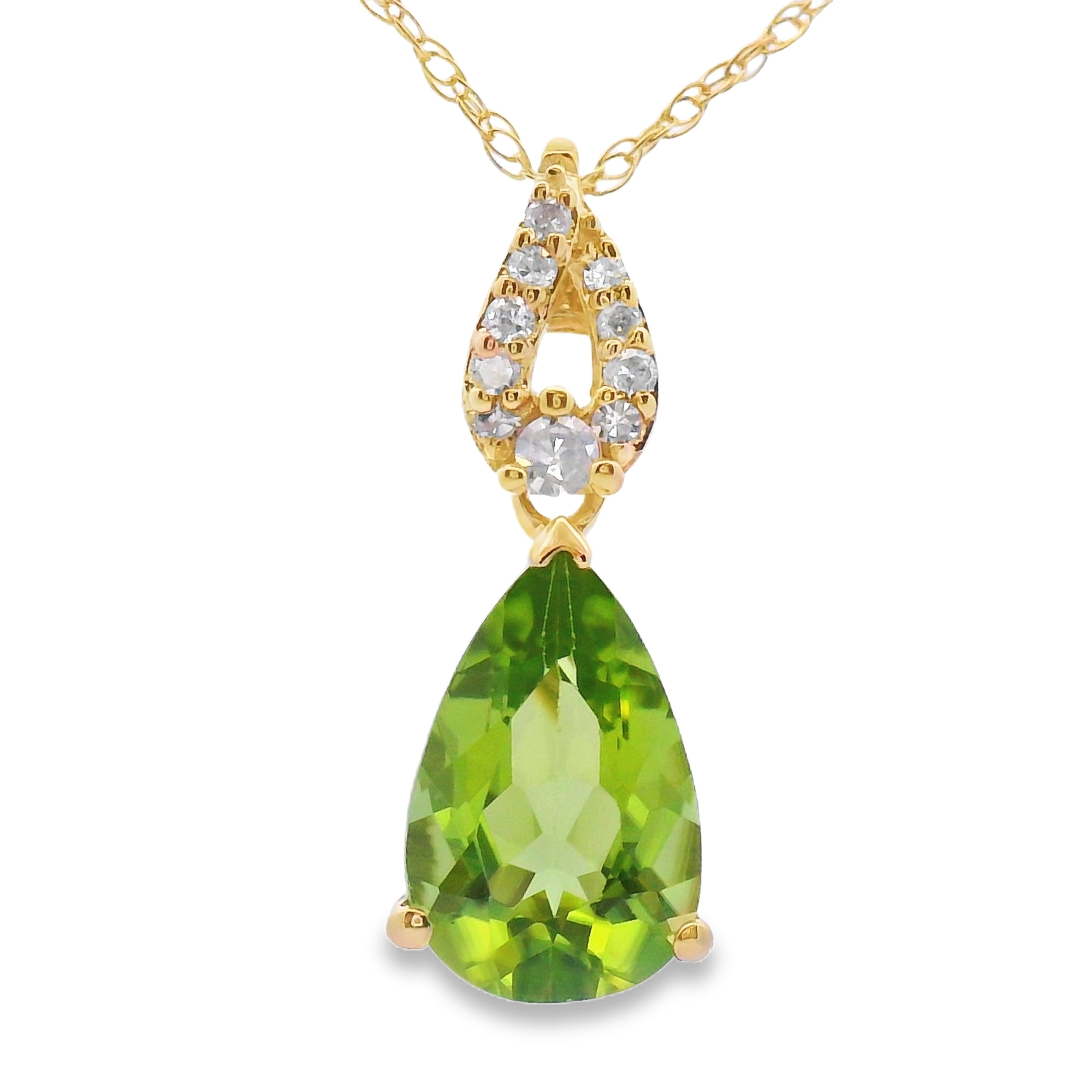 Peridot Diamond Fashion Pendants 10KT Yellow Gold on sale at MyriadMart