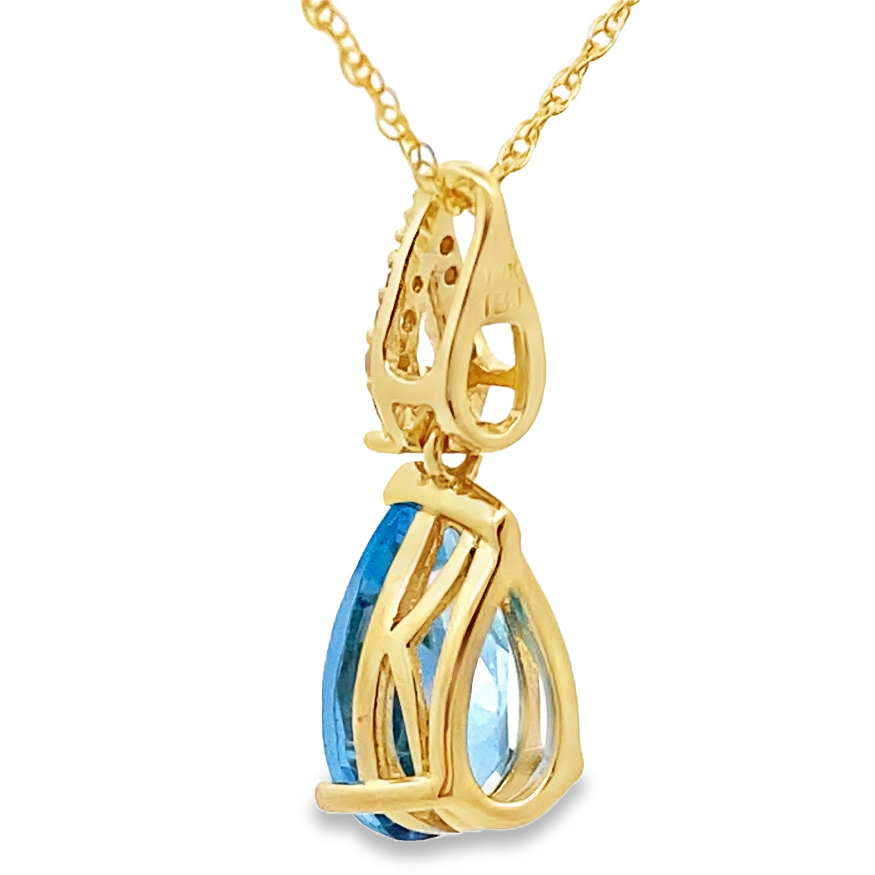Blue Topaz Diamond Fashion Pendants 10KT Yellow Gold on sale at MyriadMart