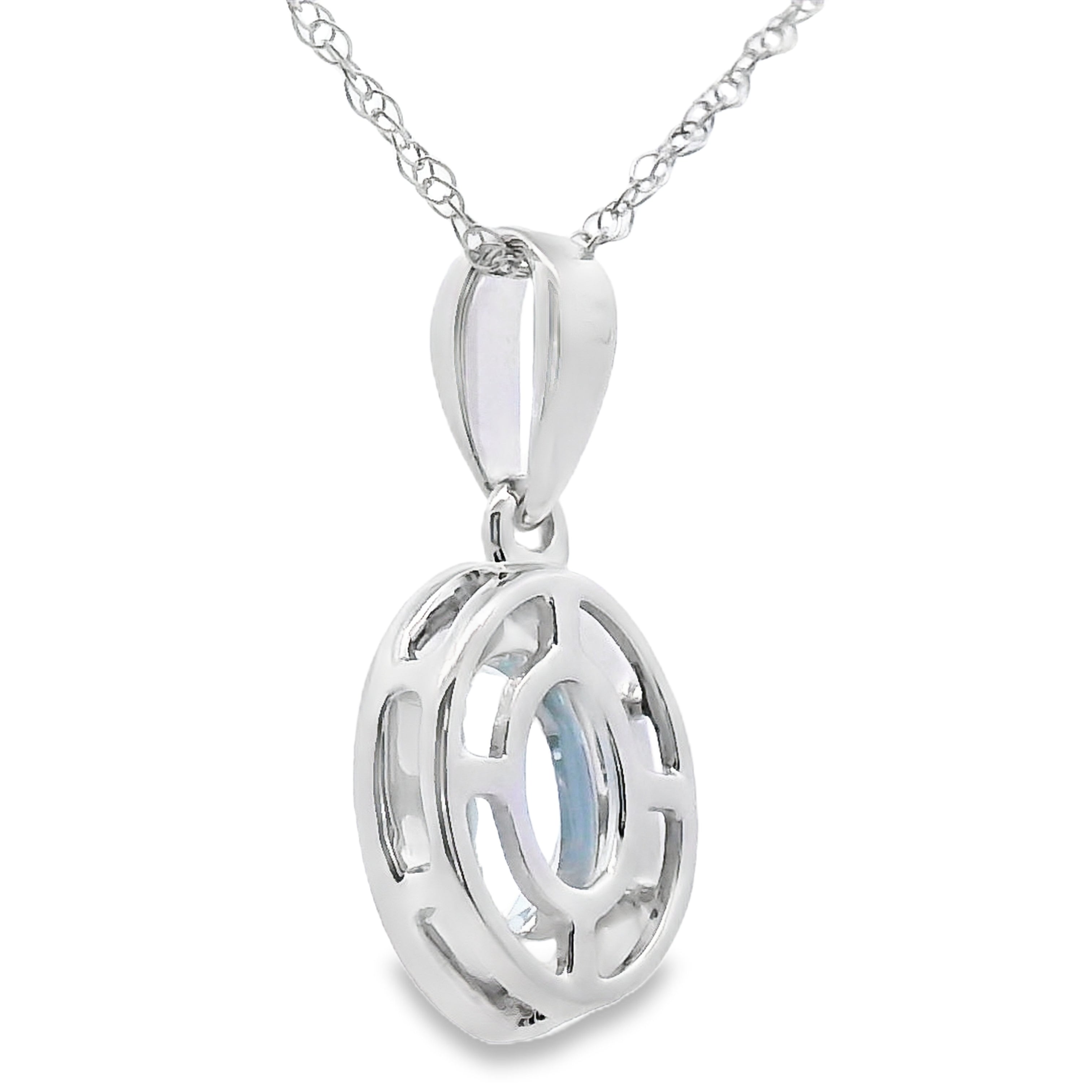 Aquamarine Diamond Fashion Pendants 10KT White Gold on sale at MyriadMart