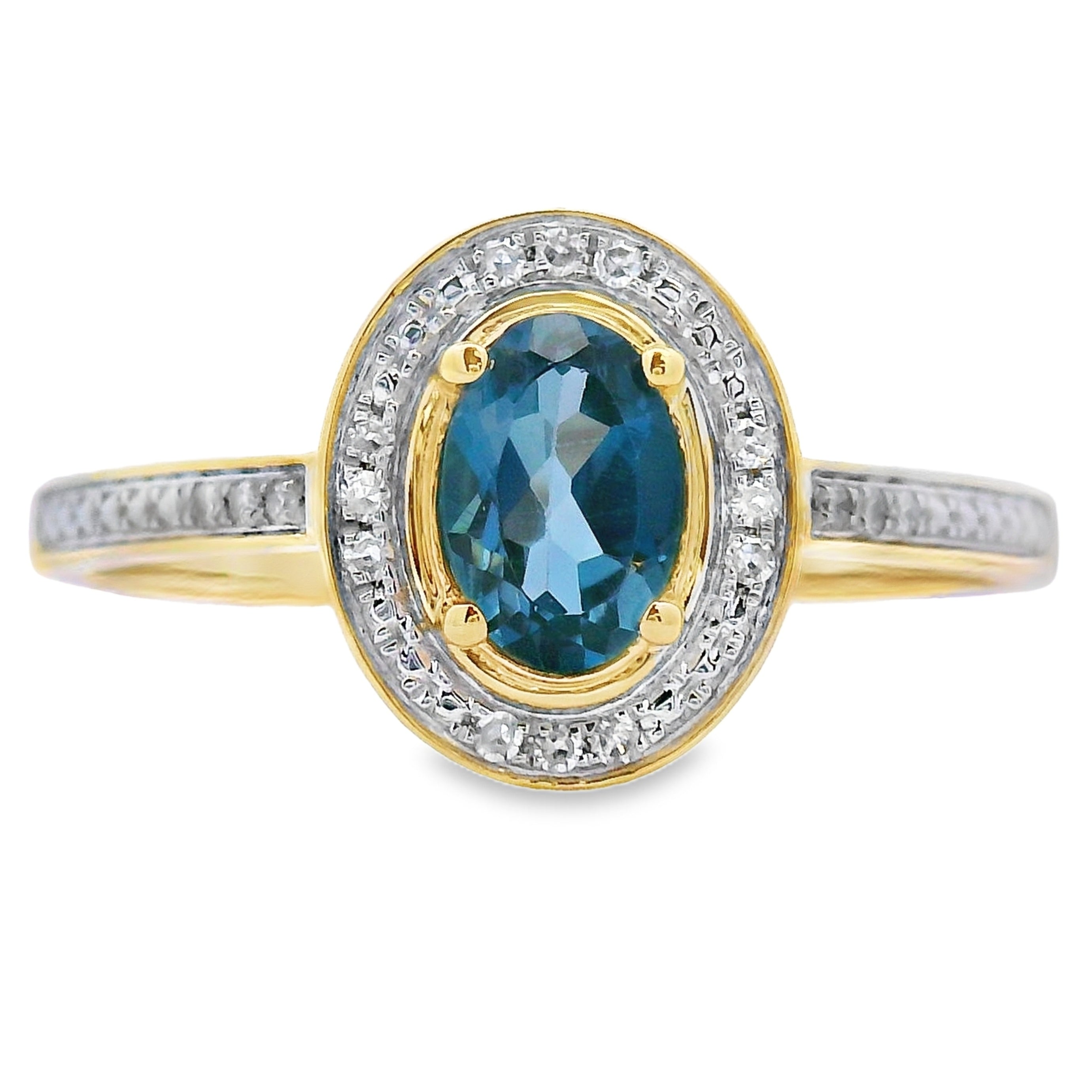 .59ct London Blue Topaz Diamond Ring 10KT Yellow Gold on sale at MyriadMart