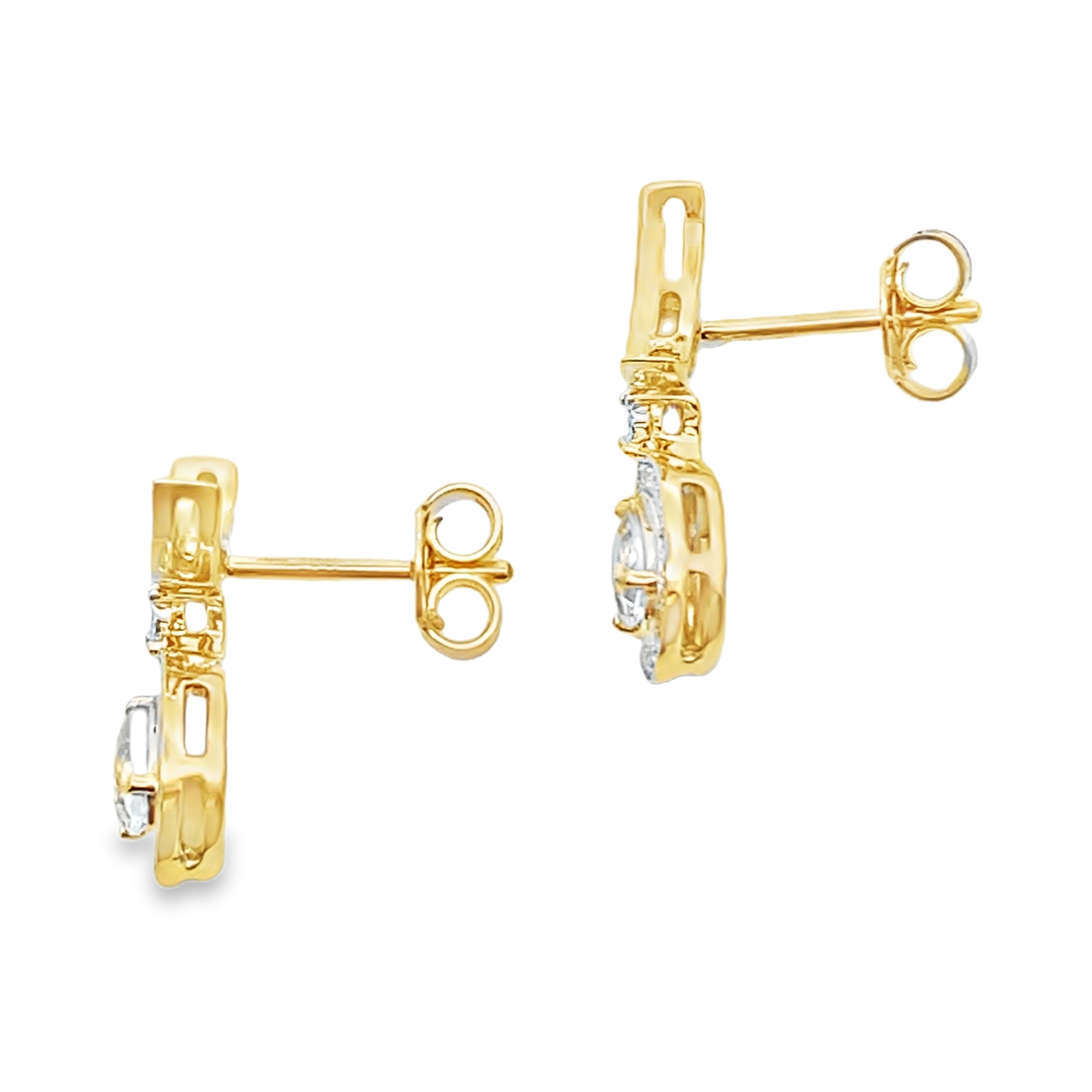 Aquamarine Diamond Dangle Earrings 10KT Yellow Gold on sale at MyriadMart