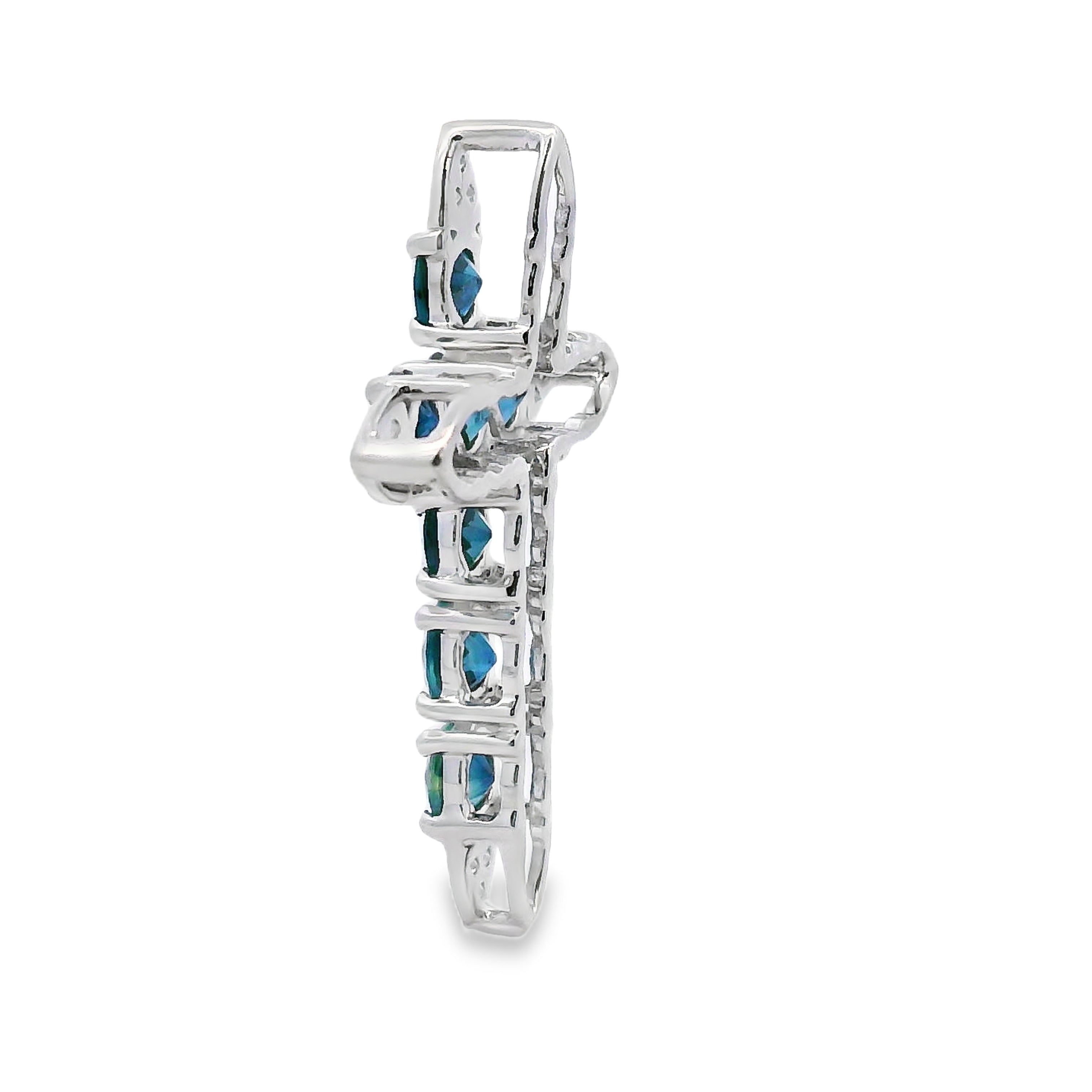 1.68ct Sapphire Cross Religious Pendant 14KT White Gold on sale at MyriadMart