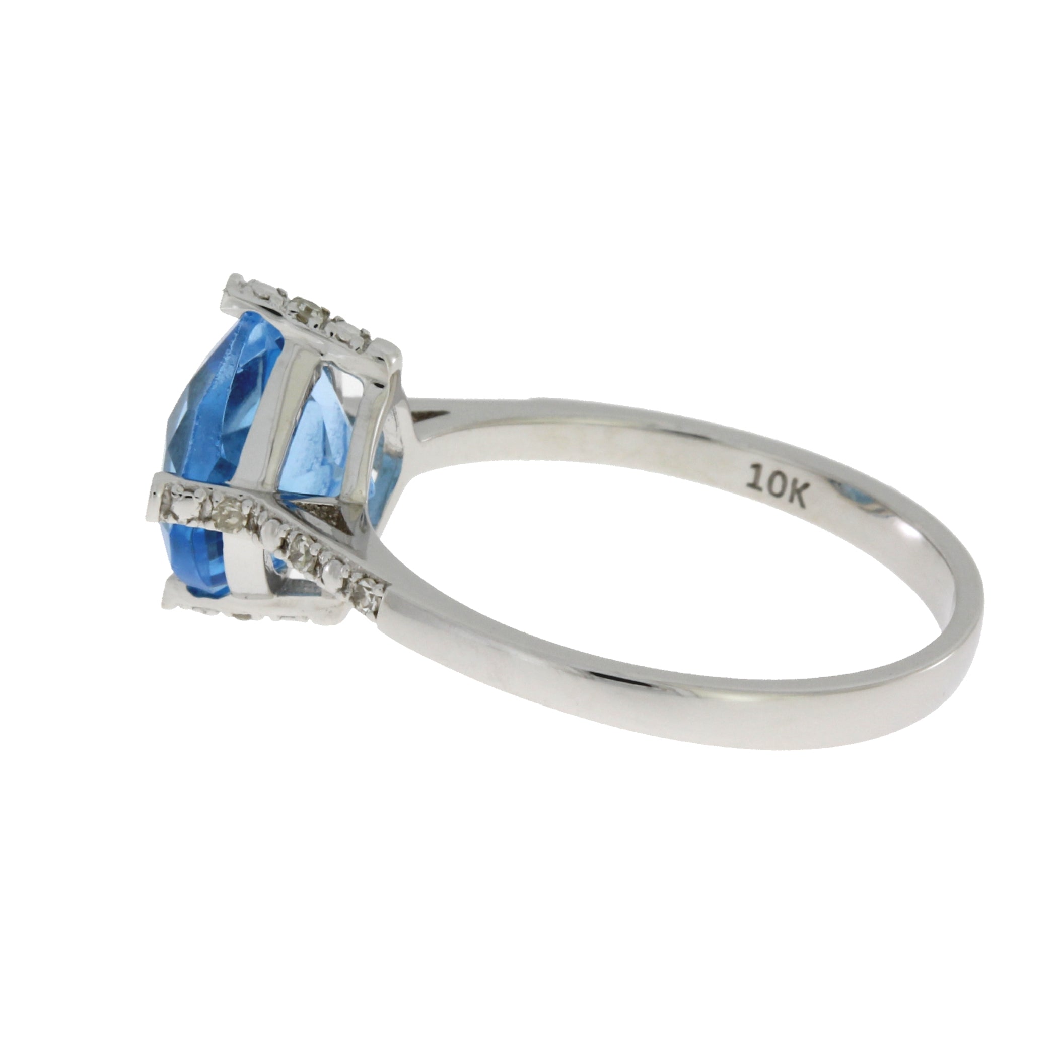 1.20ct Blue Topaz Diamond Ring 10KT White Gold on sale at MyriadMart