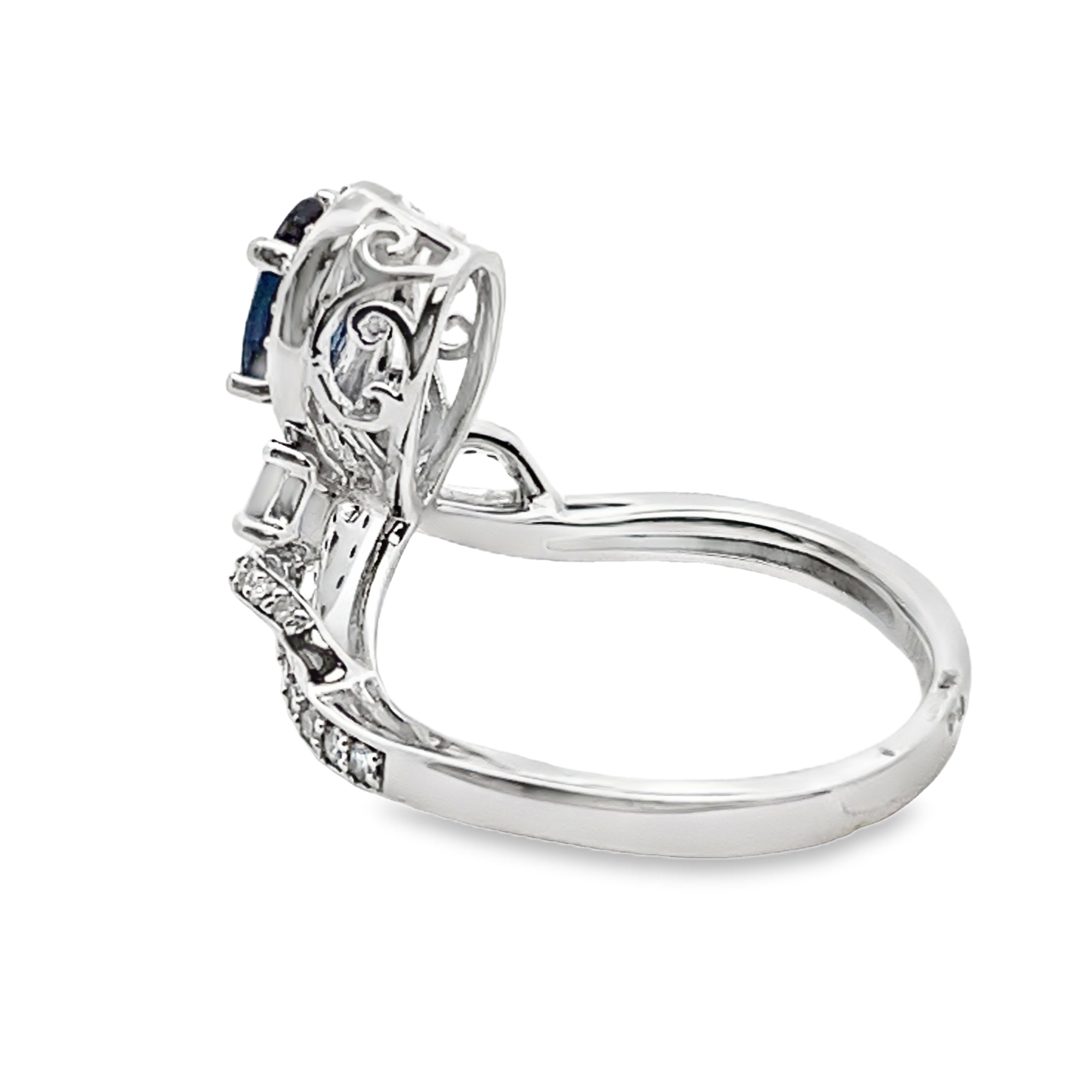 Natural 1.48ct Sapphire Diamond Ring 10KT White Gold on sale at MyriadMart