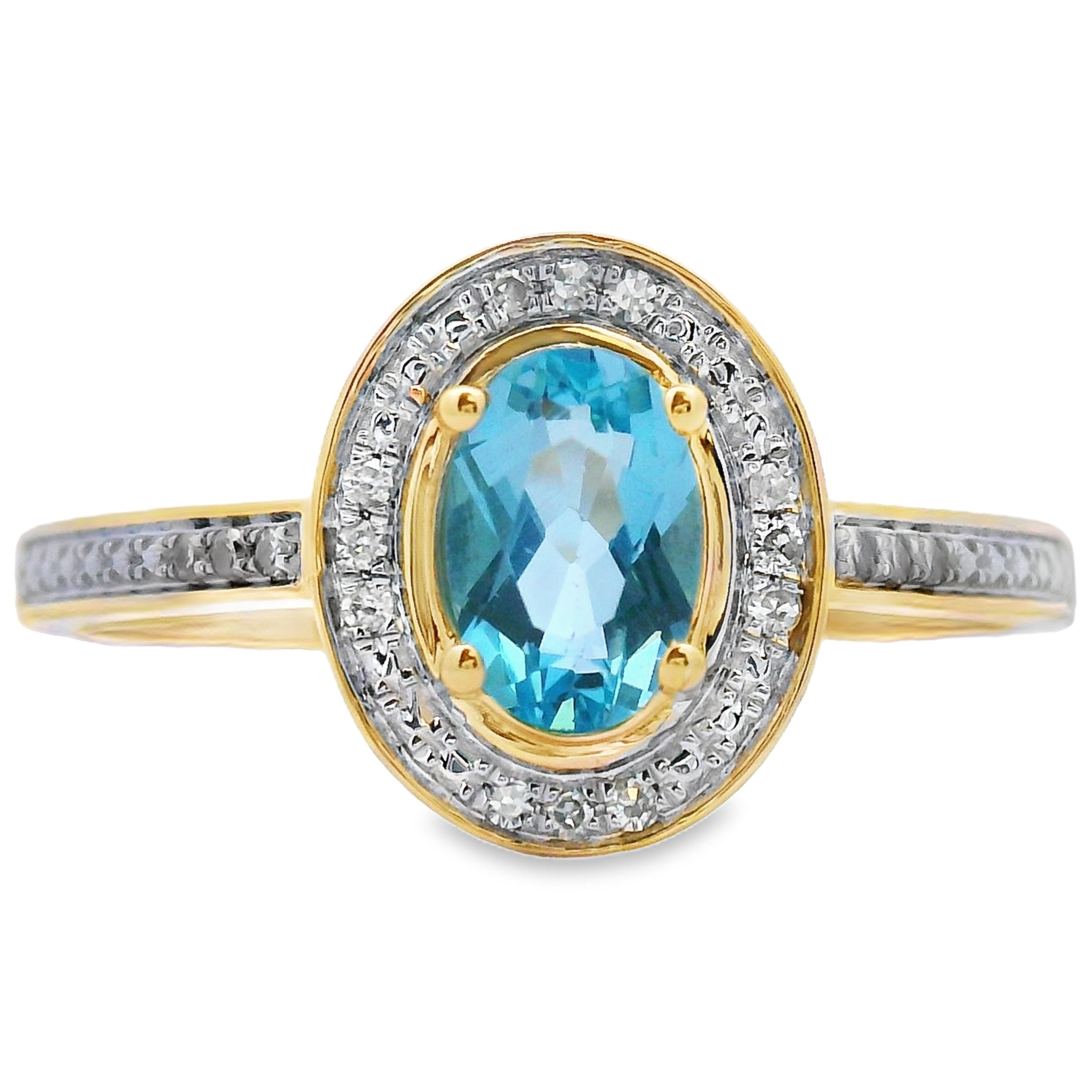 .49ct Blue Topaz Diamond Ring 10KT Yellow Gold on sale at MyriadMart