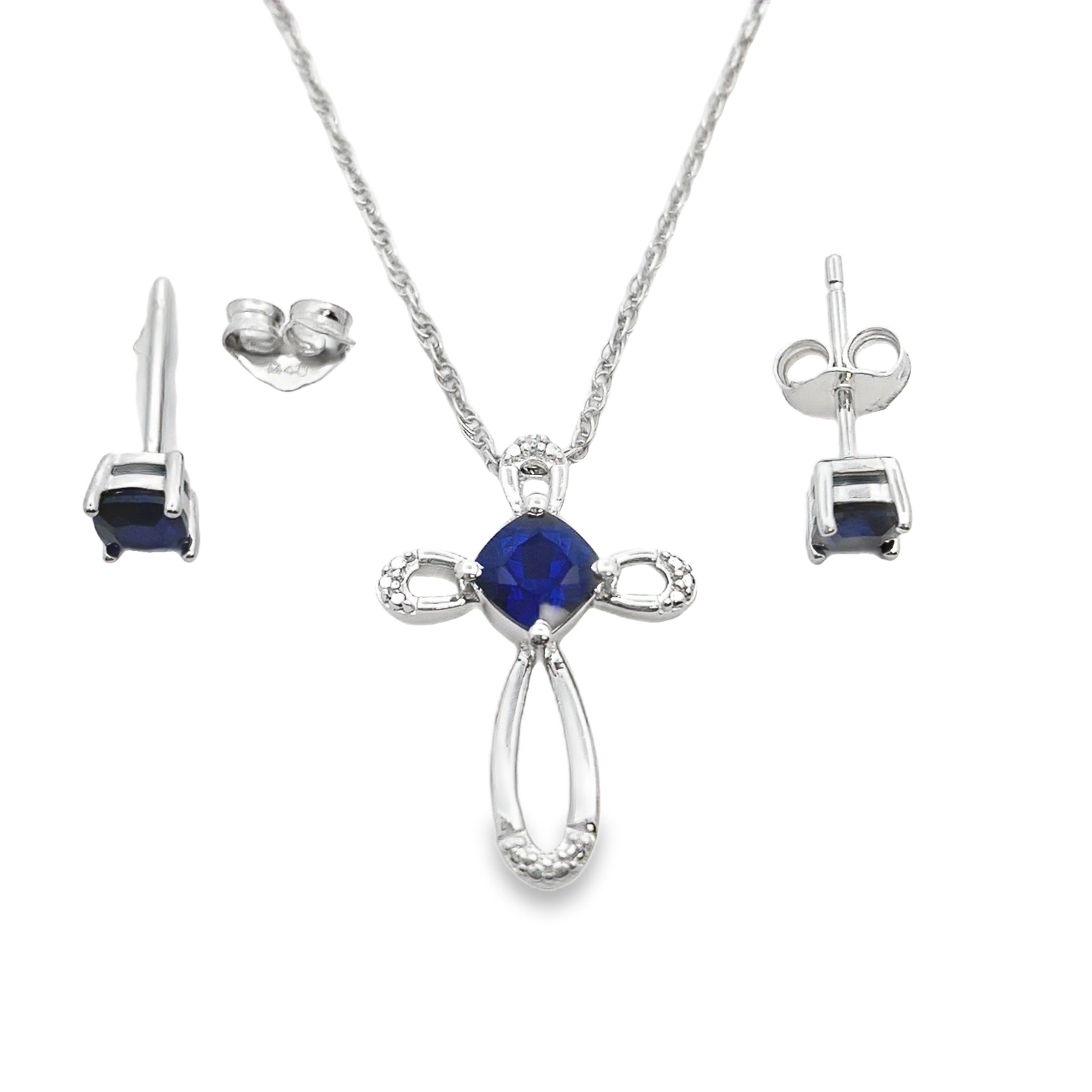 Created Sapphire Jewelry sets Sterling Silver on sale at MyriadMart
