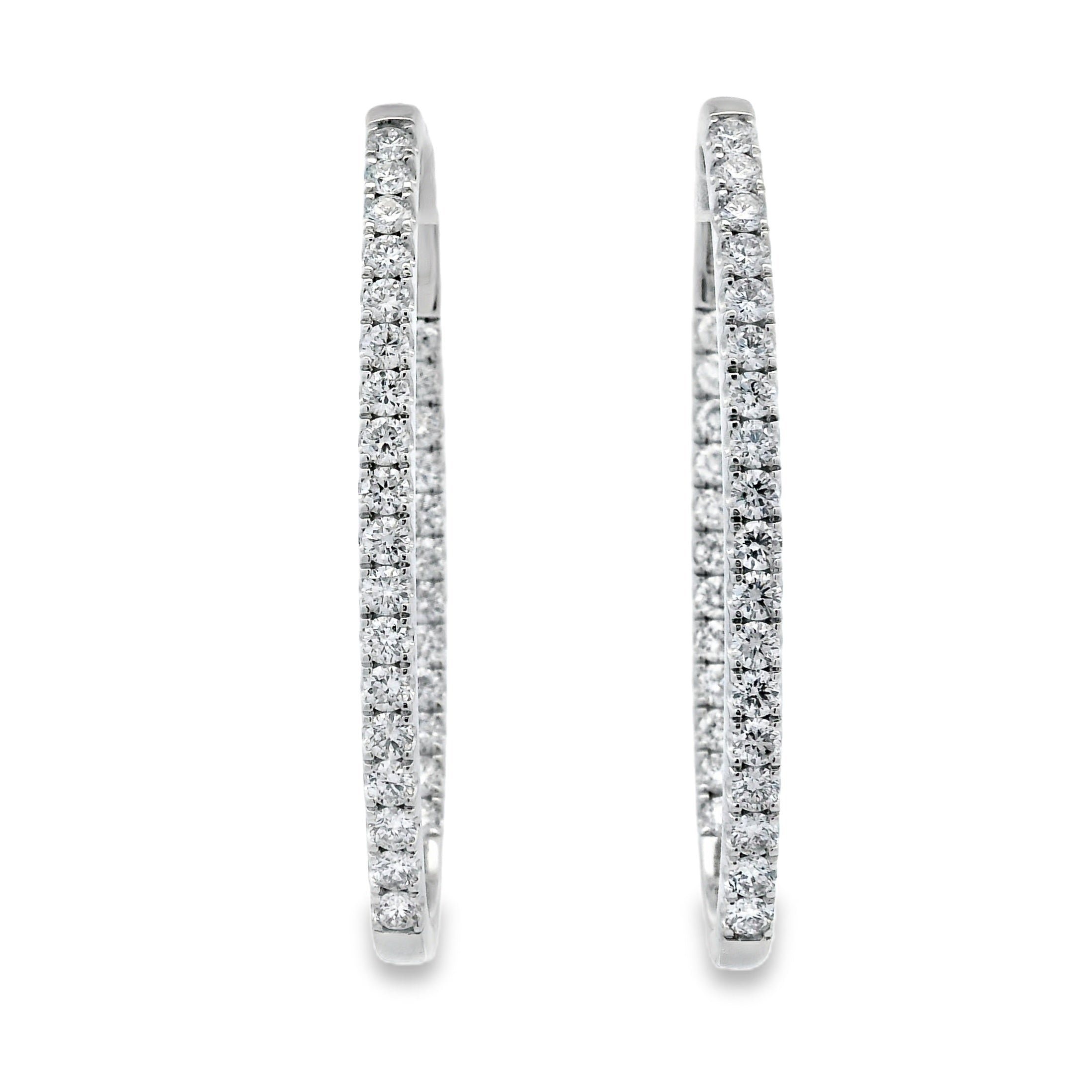 3.00ct Lab Grown Diamond Hoop Earrings 10KT White Gold on sale at MyriadMart