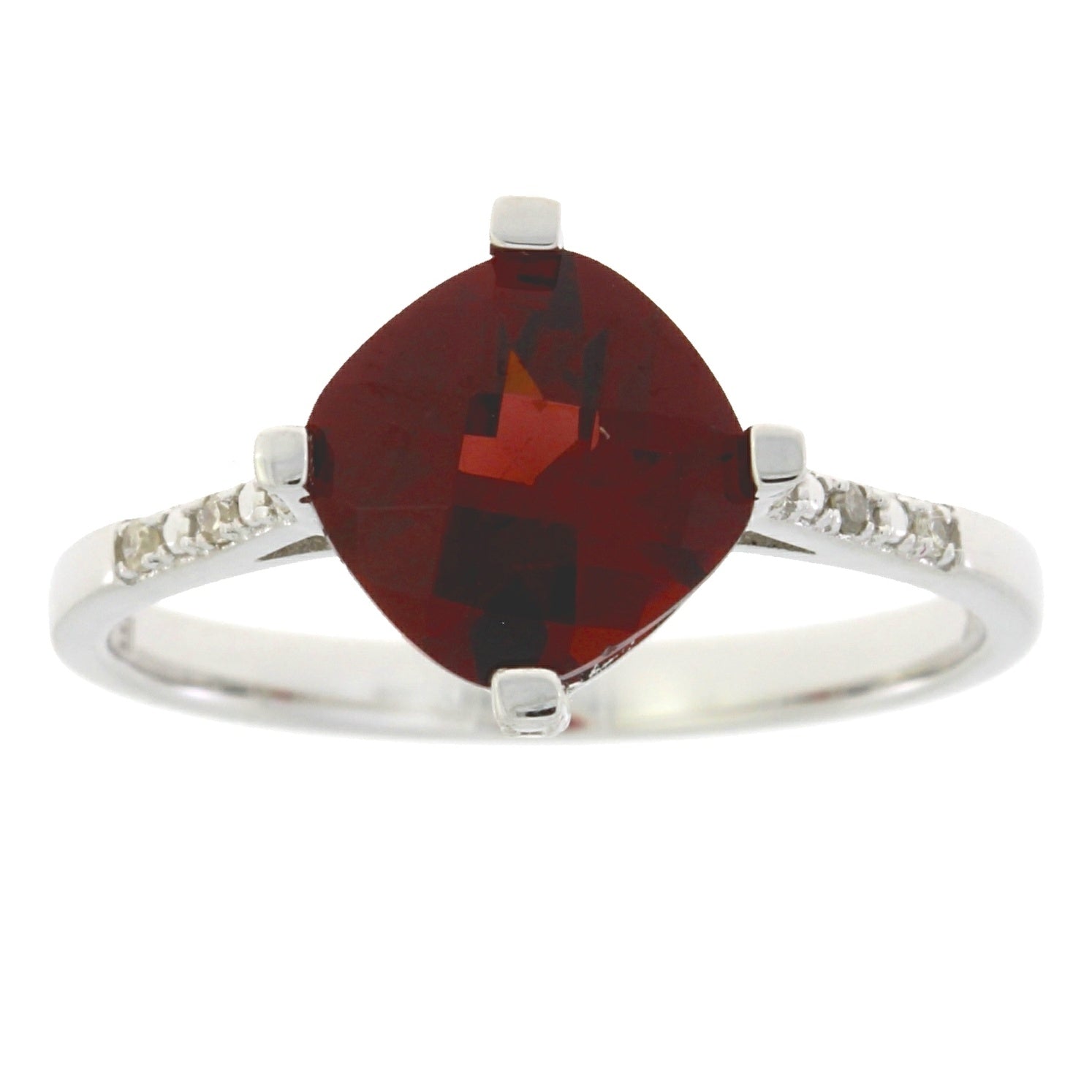 1.25ct Garnet Diamond Ring 10KT White Gold on sale at MyriadMart