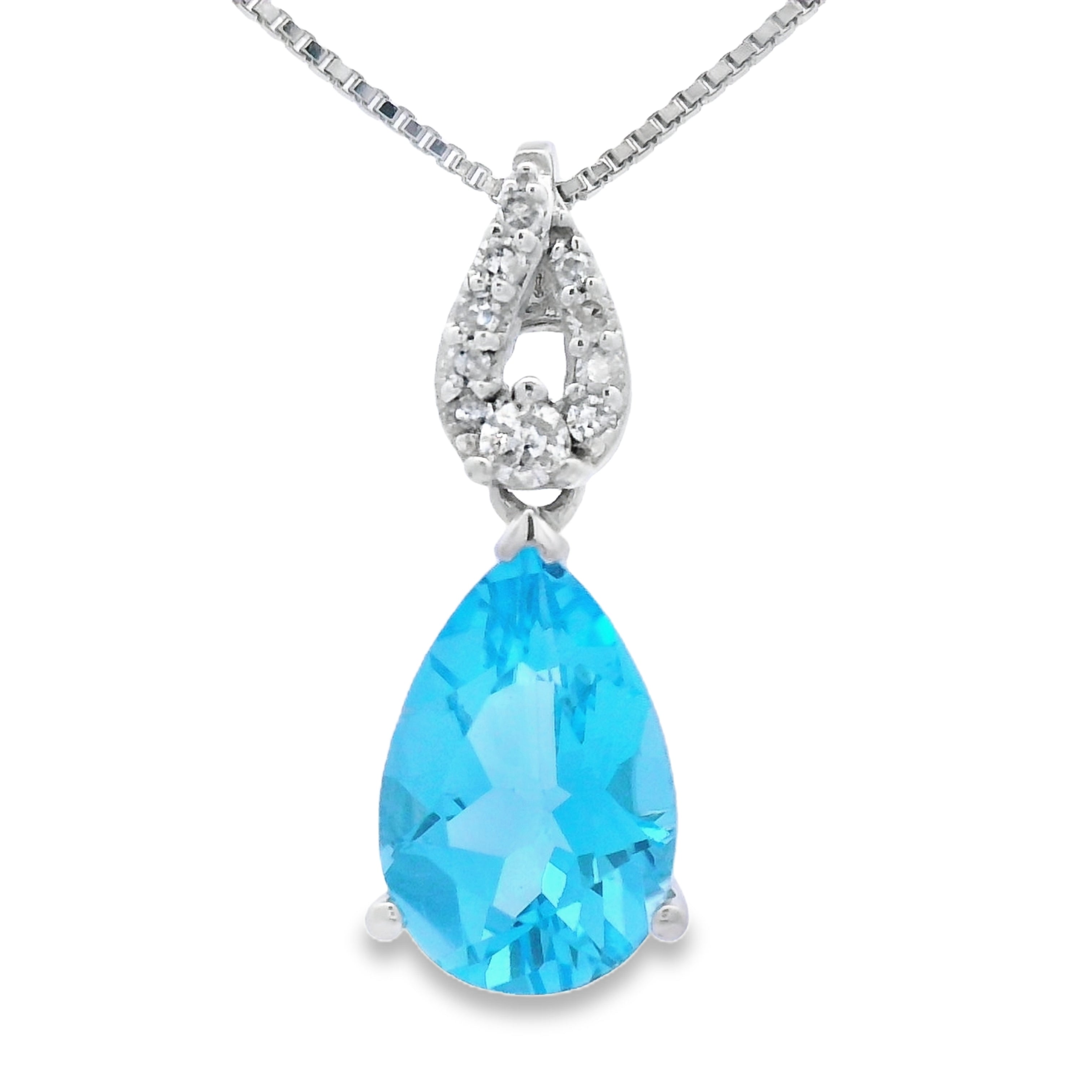 Blue Topaz Diamond Fashion Pendants 10KT White Gold on sale at MyriadMart