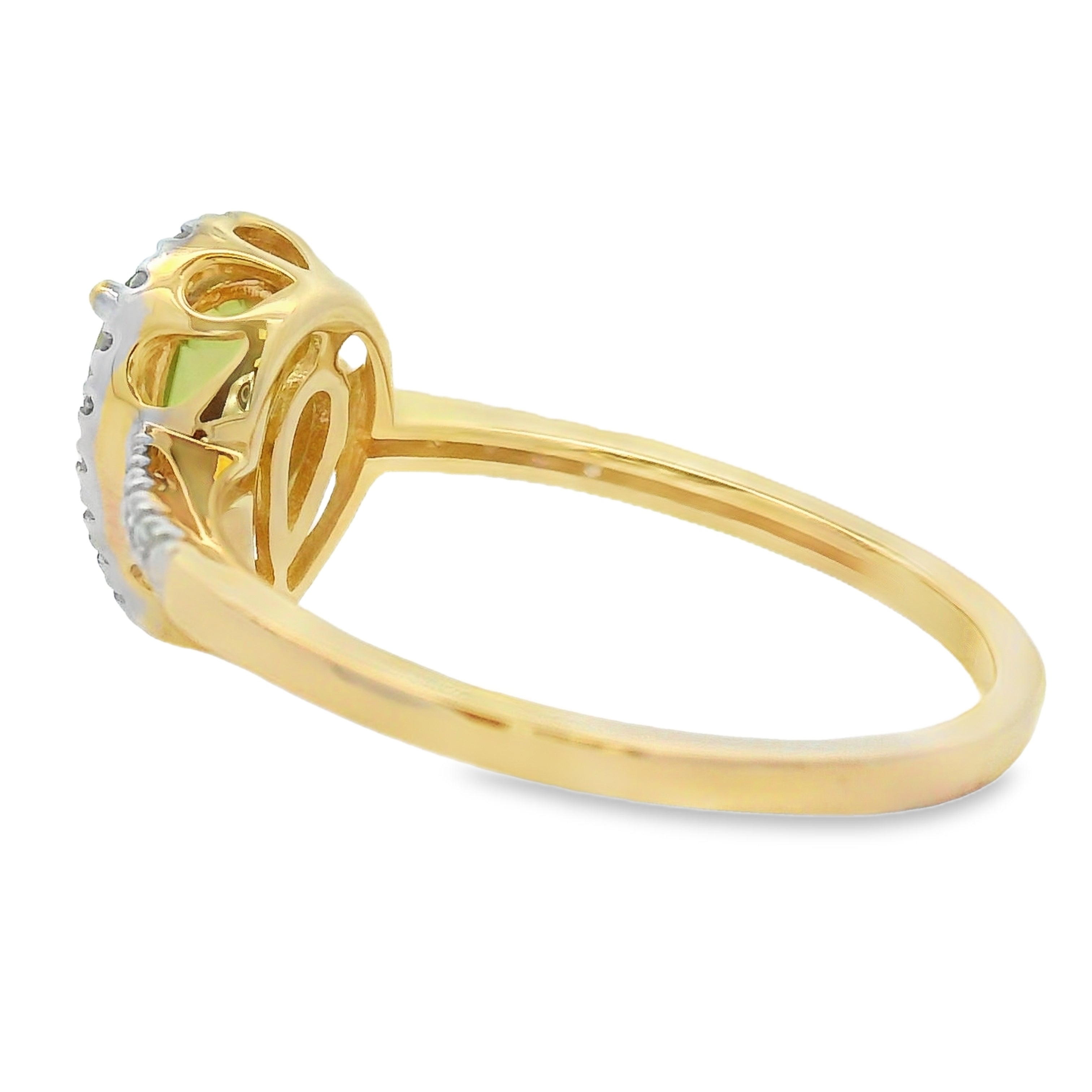 Natural 1.10ct Peridot Diamond Ring 14KT Yellow Gold on sale at MyriadMart