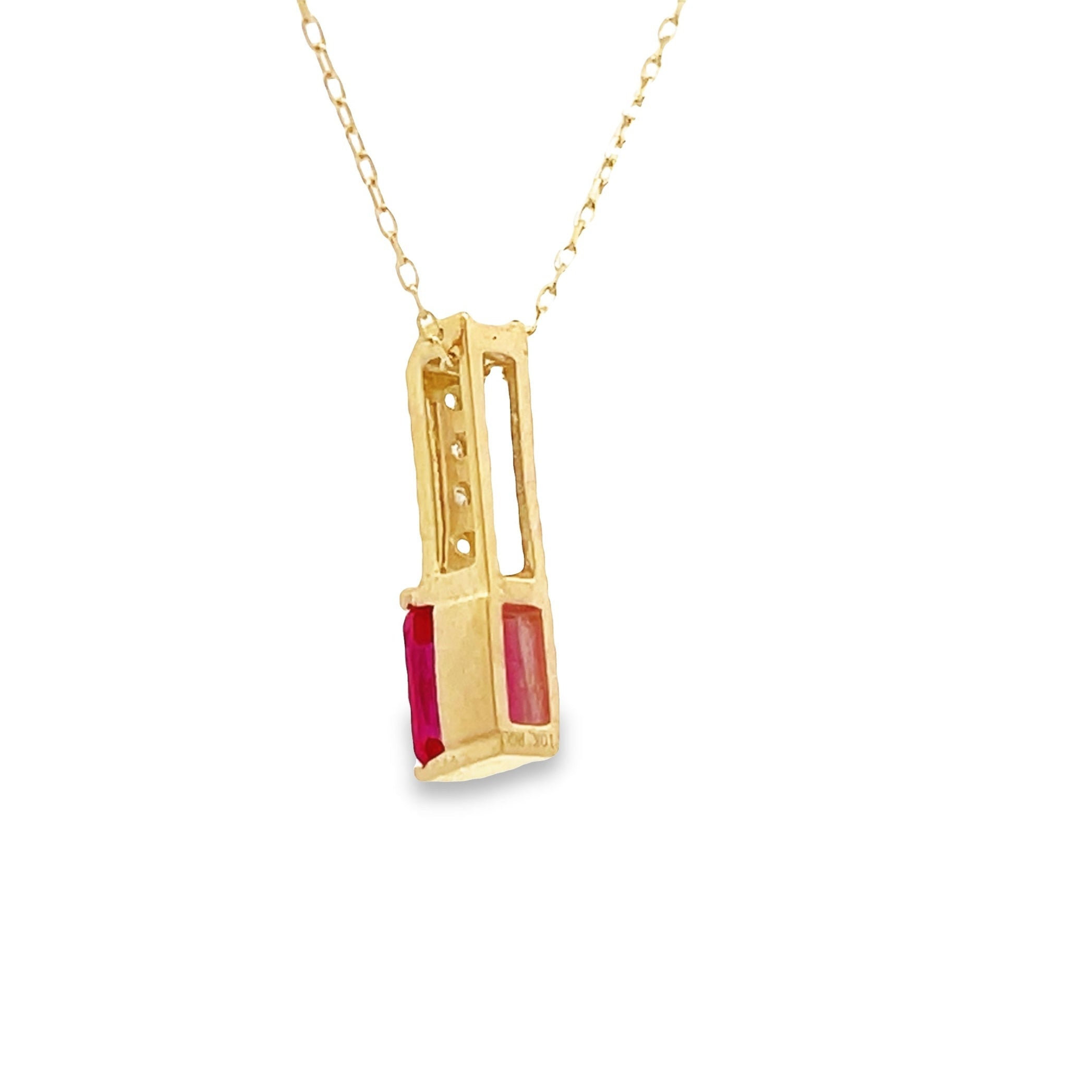 Created Ruby Diamond Fashion Pendants 10KT Yellow Gold on sale at MyriadMart