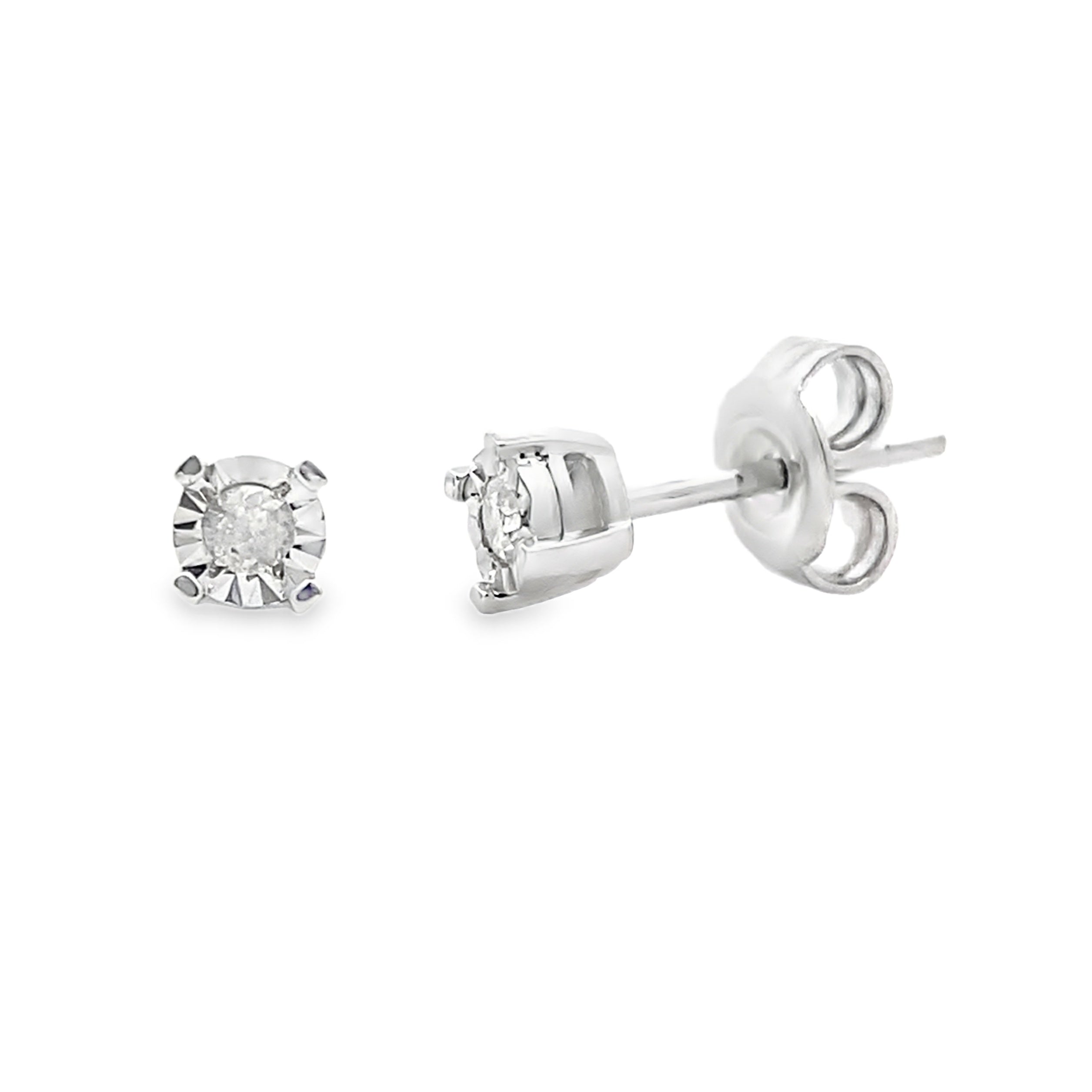 .10ct Diamond Stud Earrings Sterling Silver on sale at MyriadMart