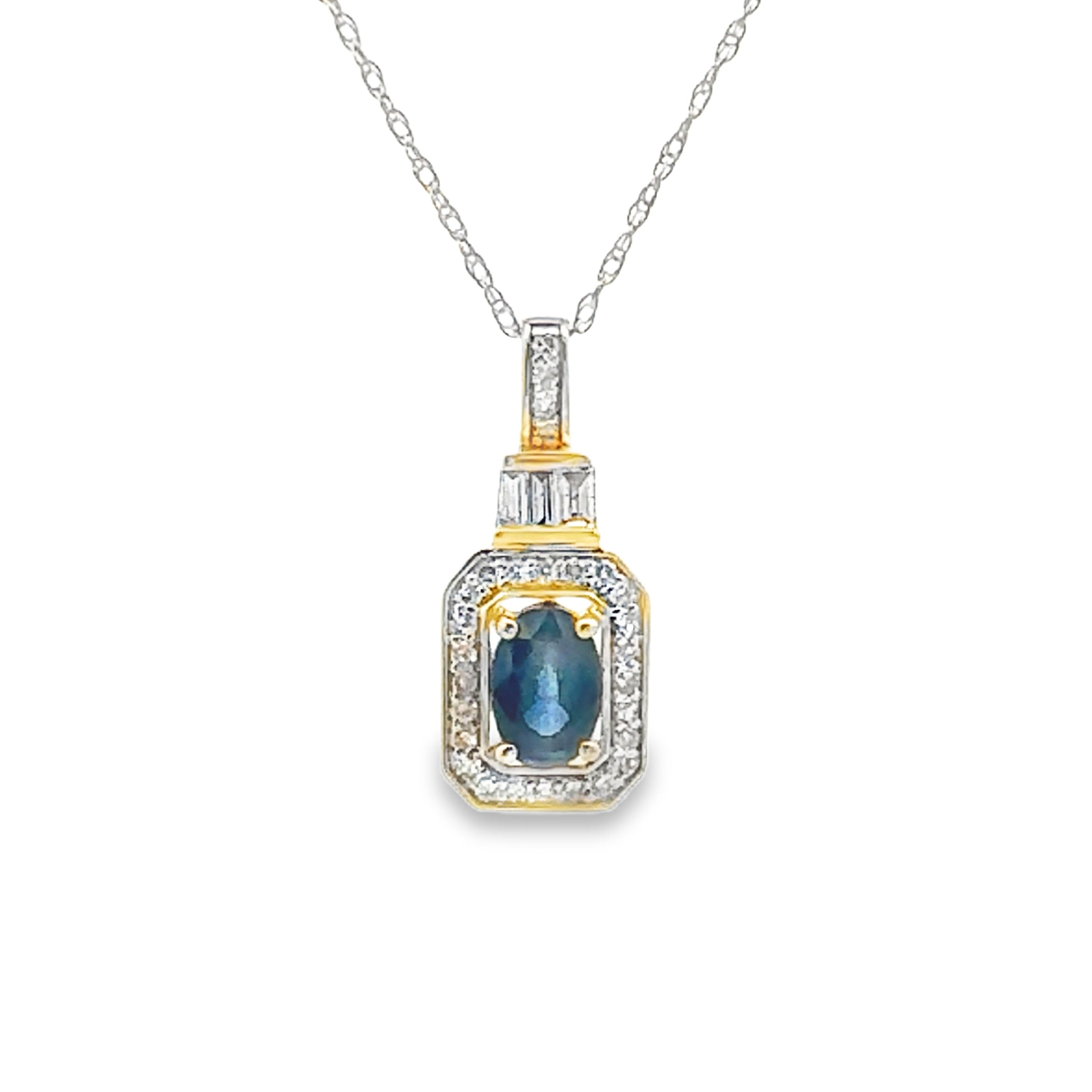 Sapphire Diamond Fashion Pendants 14KT Yellow Gold on sale at MyriadMart