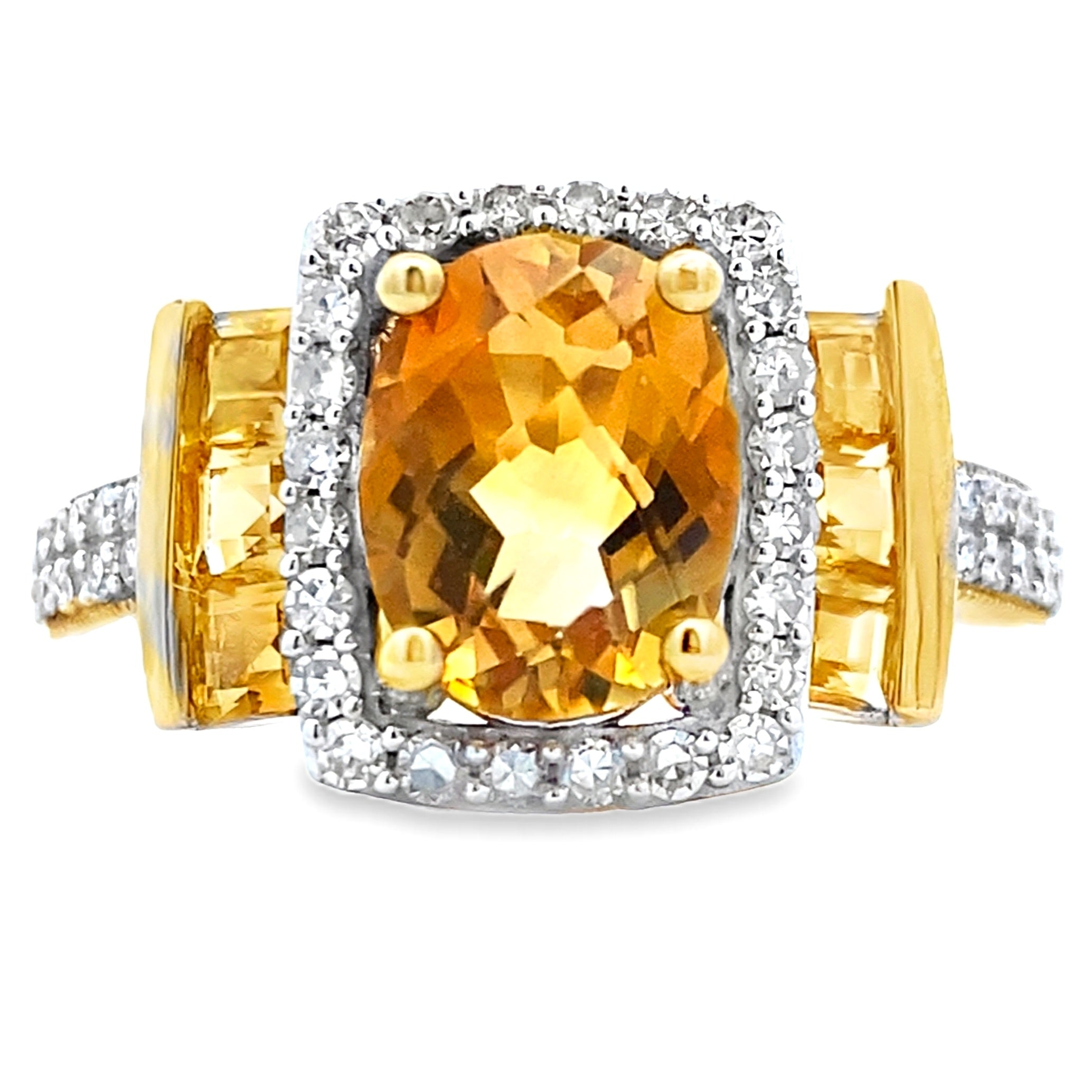 2.47ct Citrine Diamond Ring 10KT Yellow Gold on sale at MyriadMart