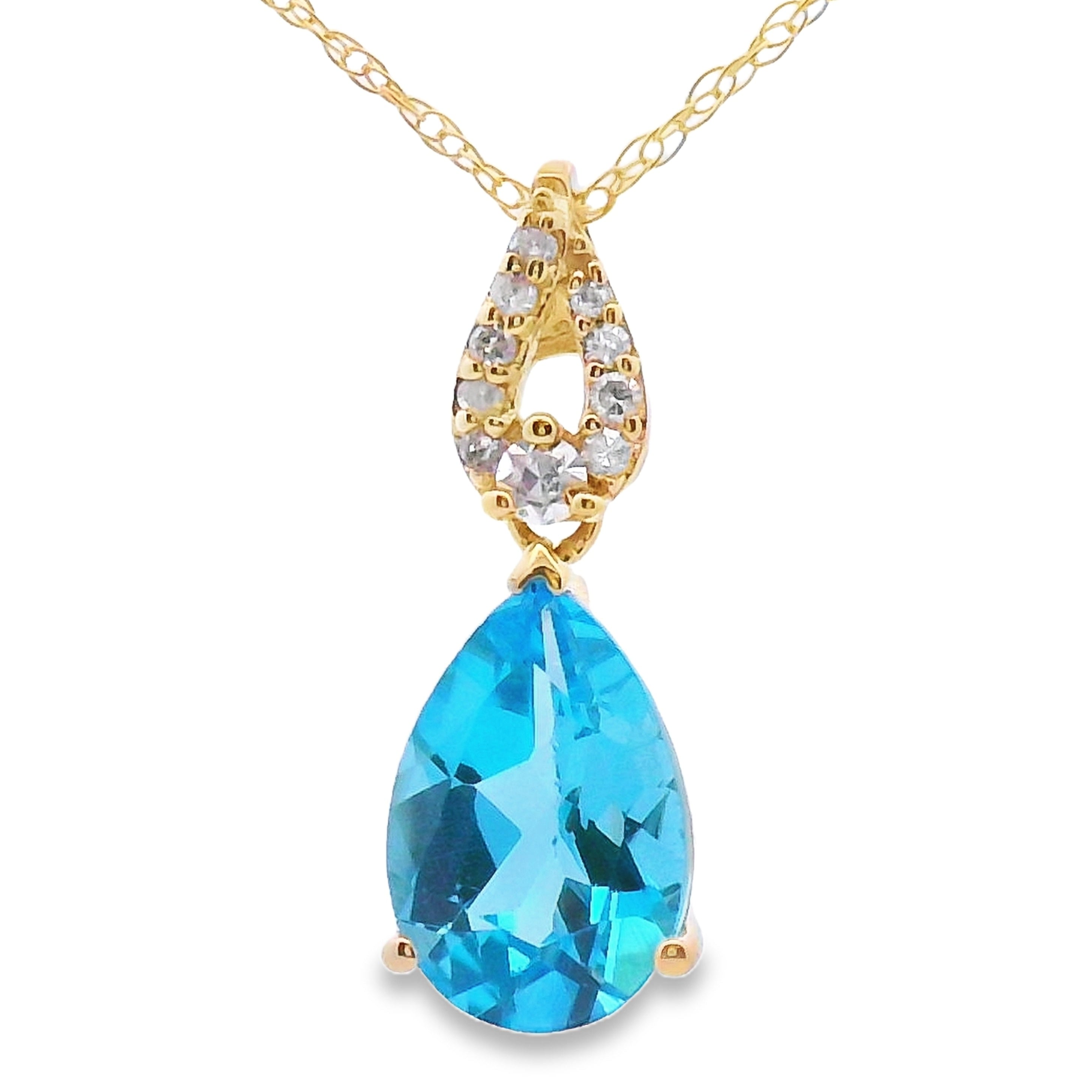 Blue Topaz Diamond Fashion Pendants 10KT Yellow Gold on sale at MyriadMart