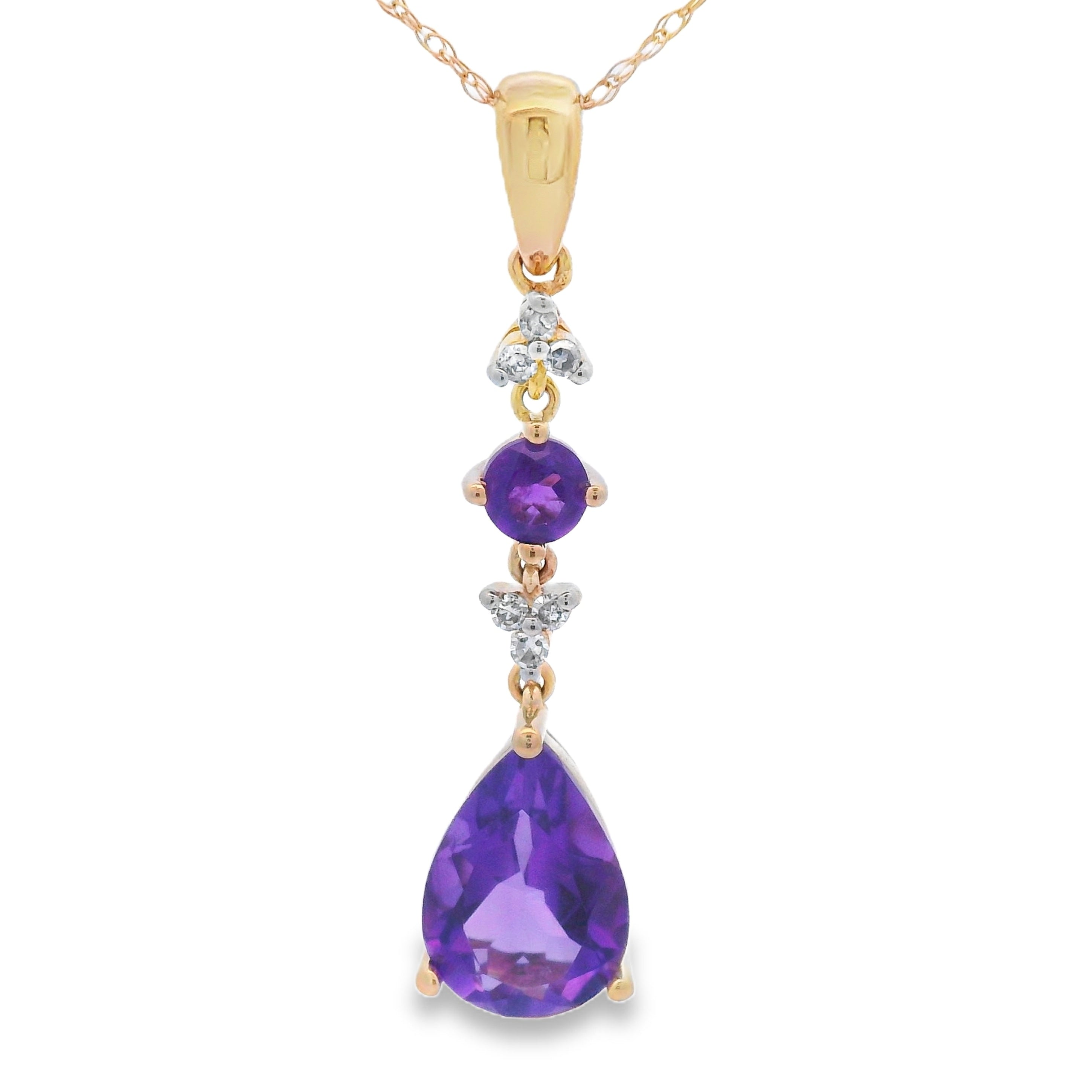 Amethyst Diamond Fashion Pendants 10KT Yellow Gold on sale at MyriadMart