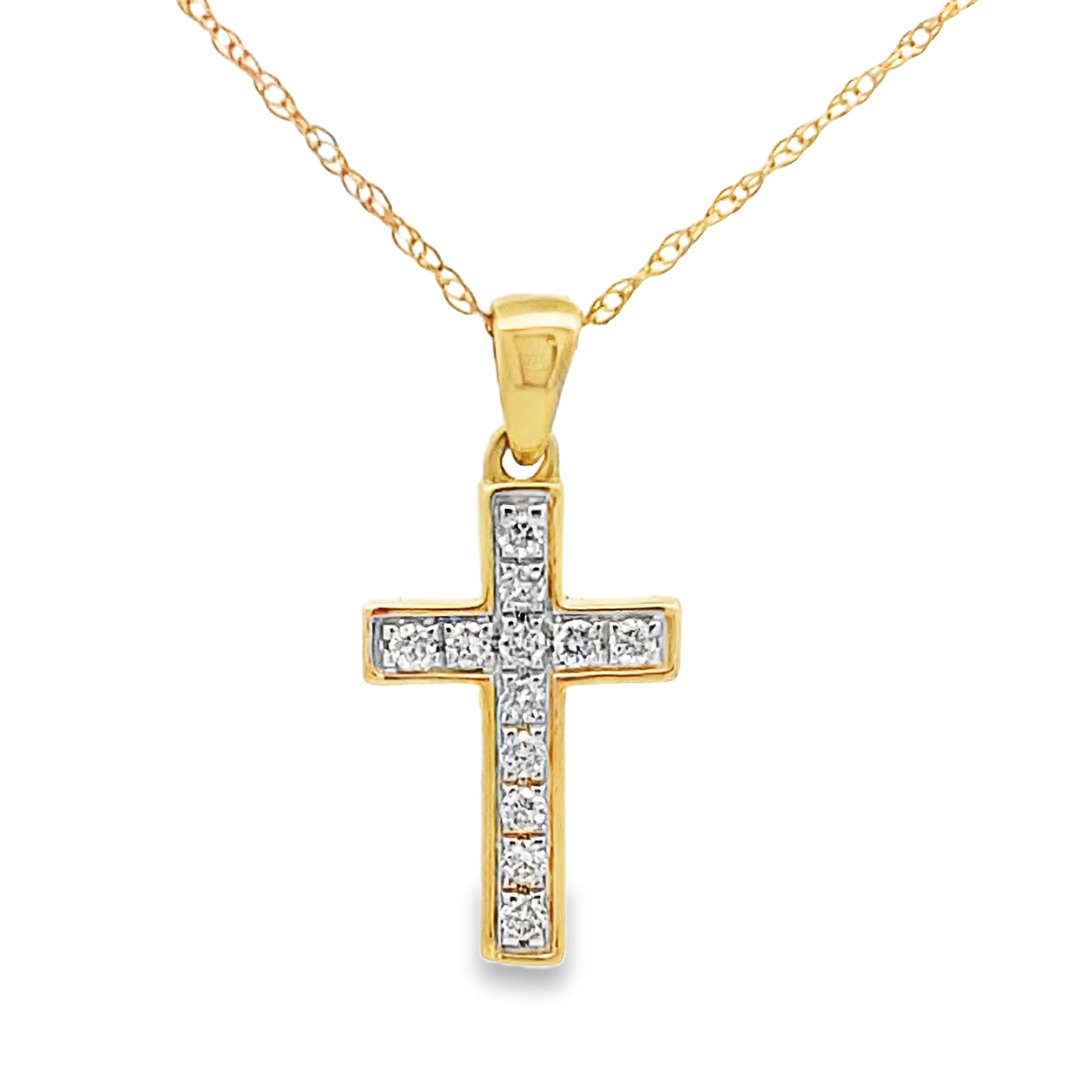 .12ct Diamond Cross Religious Pendant 14KT Yellow Gold on sale at MyriadMart