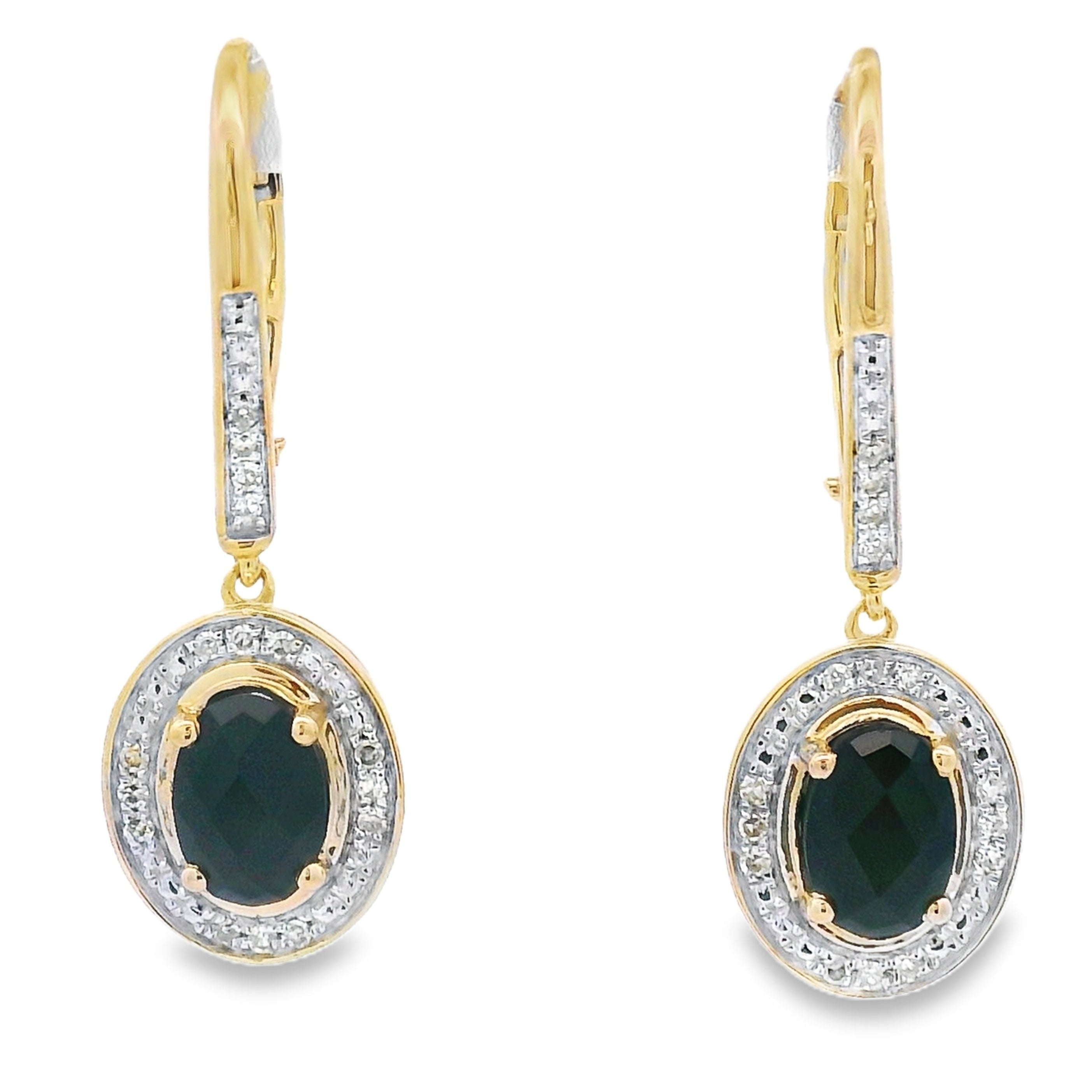 1.05ct Onyx Diamond Dangle Earrings 10KT Yellow Gold on sale at MyriadMart