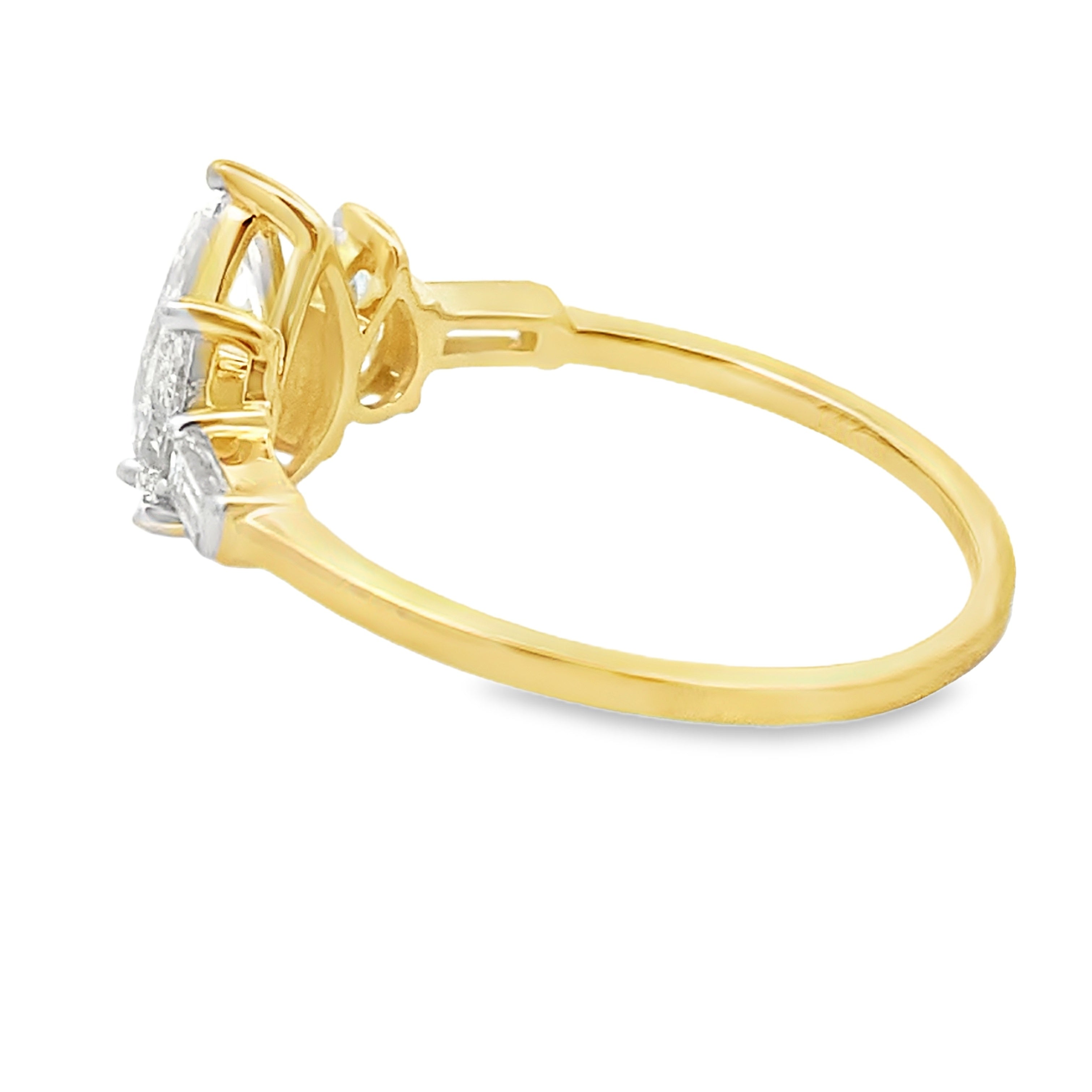 1.50ct Lab Grown Diamond 3 Stone Ring 14KT Yellow Gold on sale at MyriadMart