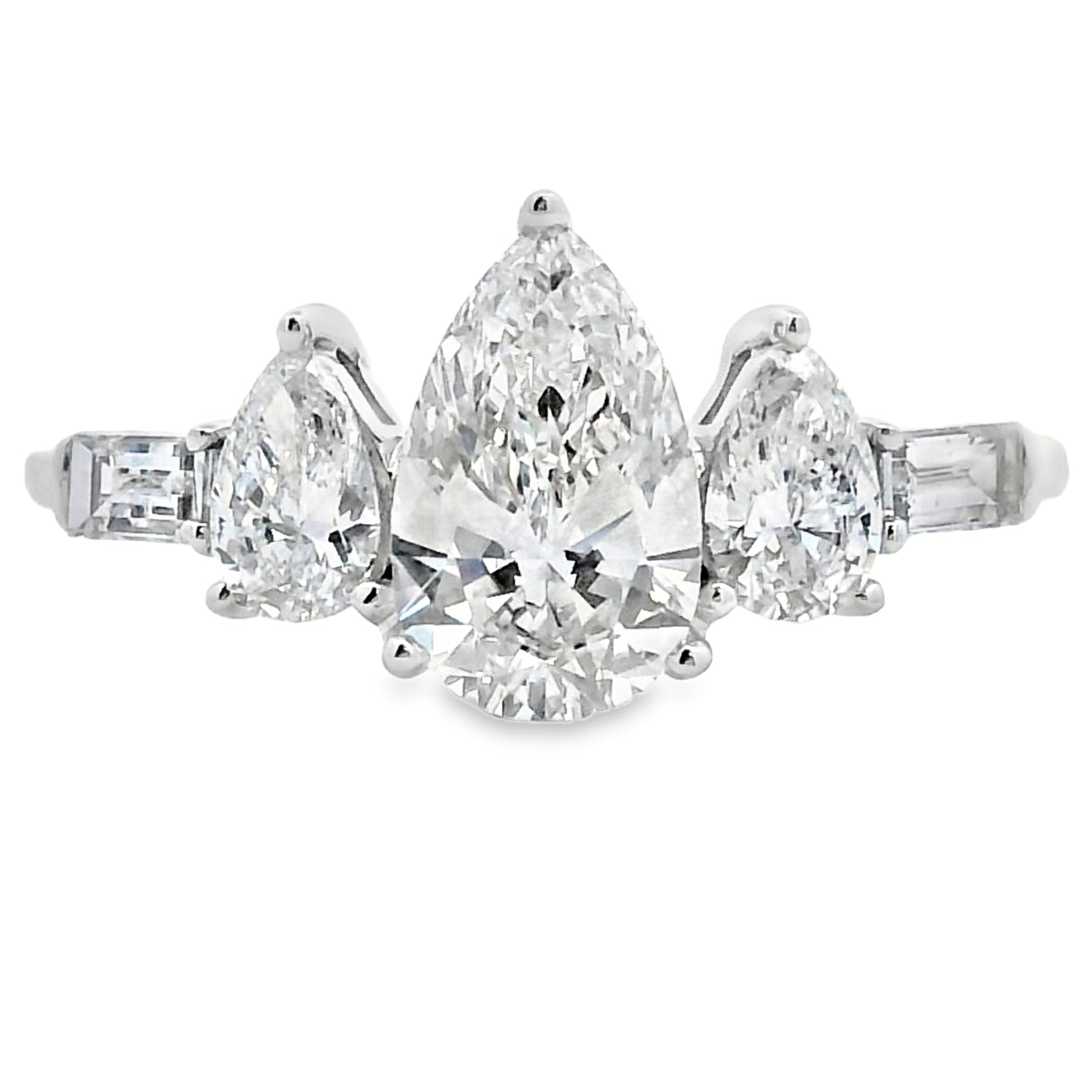 1.50ct Lab Grown Diamond 3 Stone Ring 14KT White Gold on sale at MyriadMart