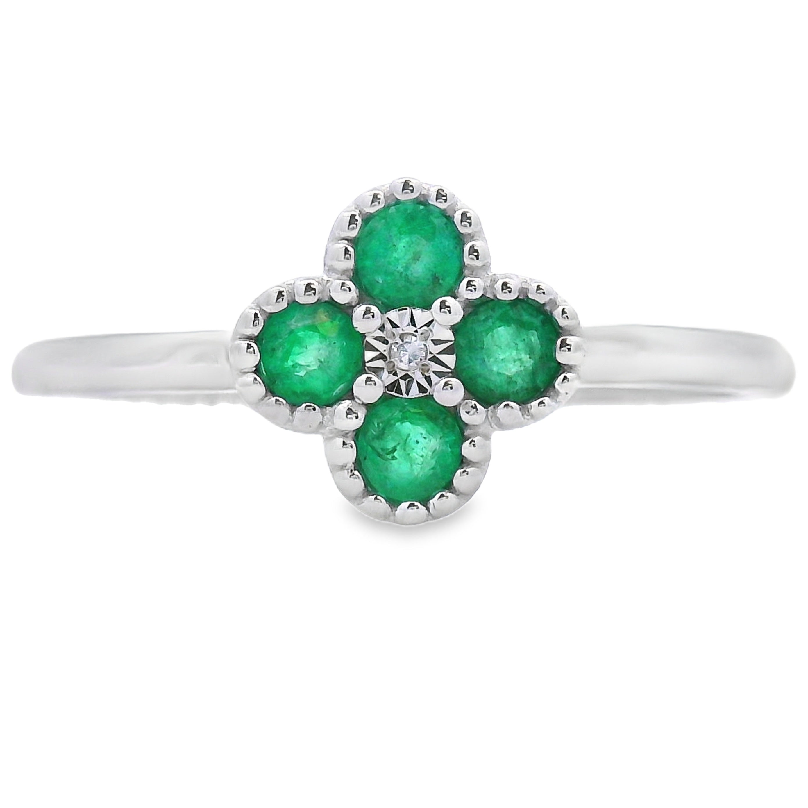 .15ct Emerald Diamond Ring 10KT White Gold on sale at MyriadMart