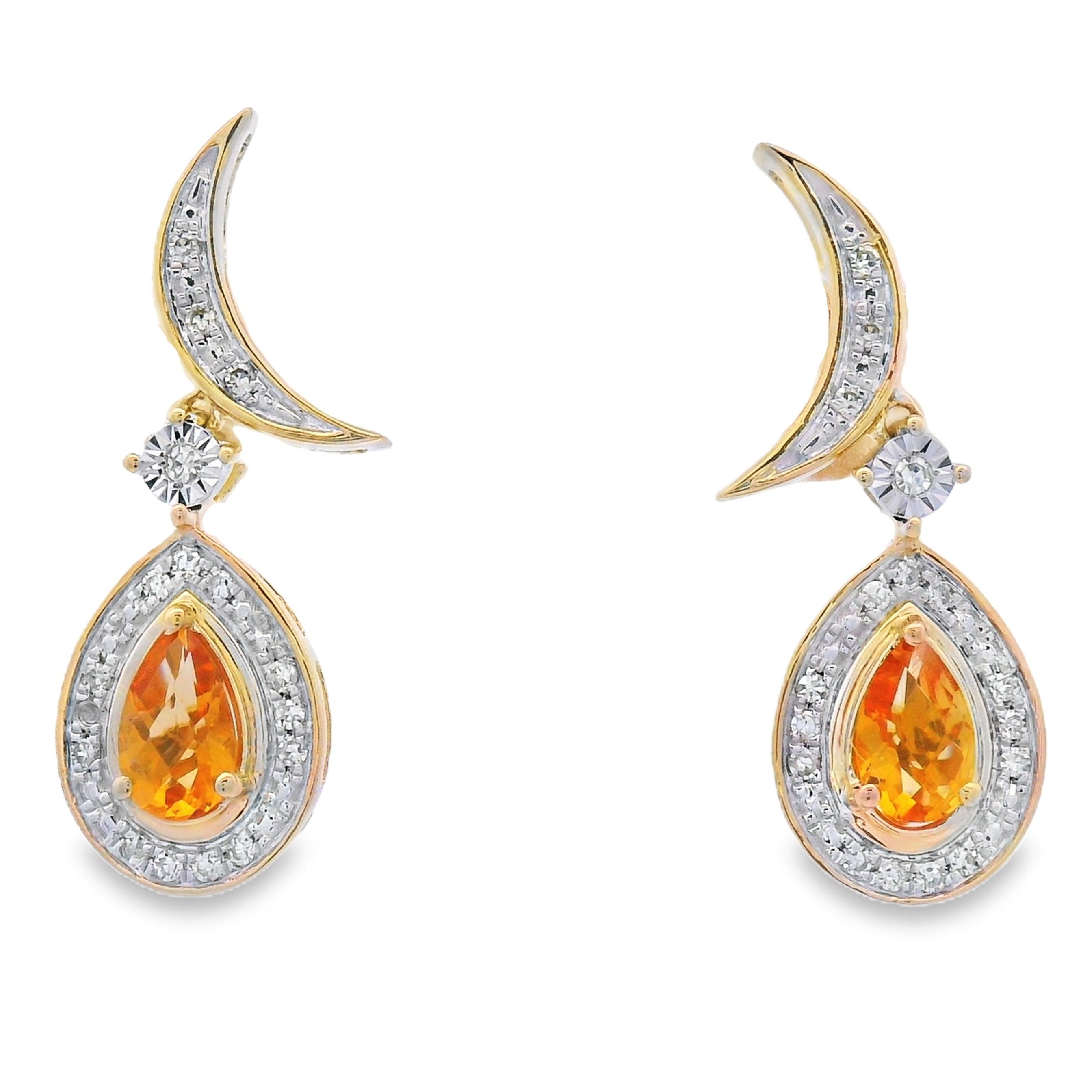 .48ct Citrine Diamond Dangle Earrings 10KT Yellow Gold on sale at MyriadMart