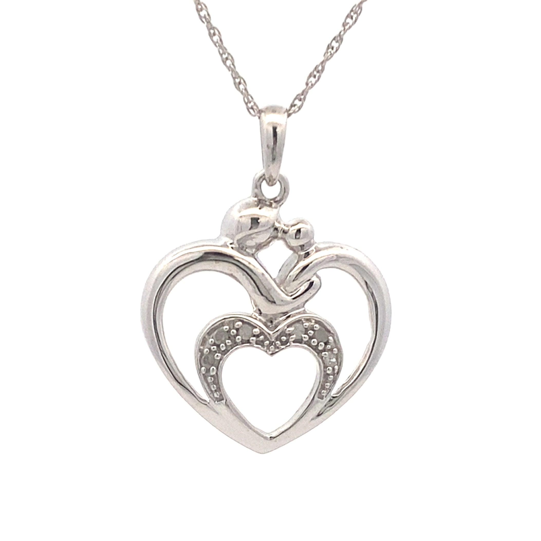 .10ct Diamond Heart Love Pendant Sterling Silver on sale at MyriadMart