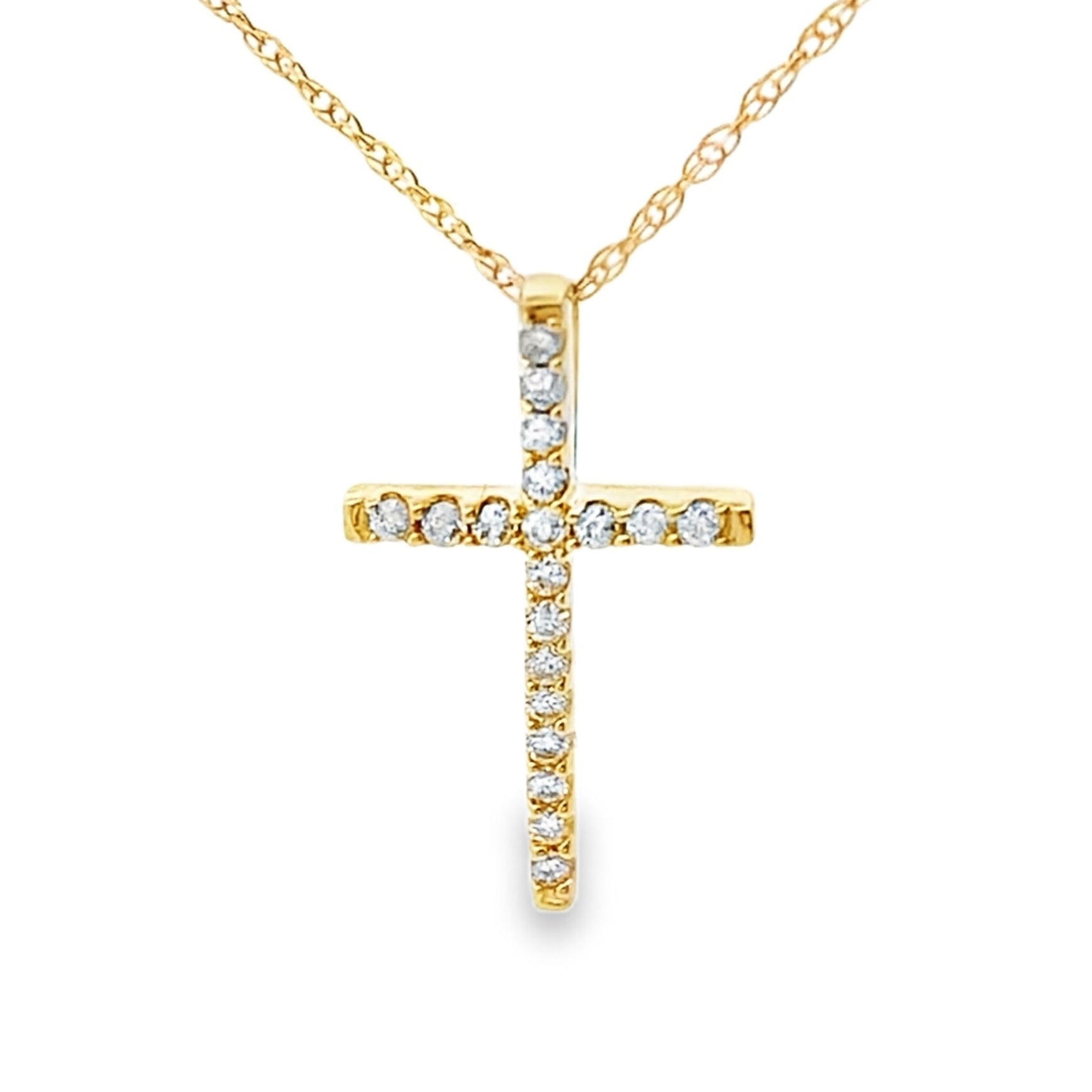 .10ct Diamond Cross Religious Pendant 14KT Yellow Gold on sale at MyriadMart