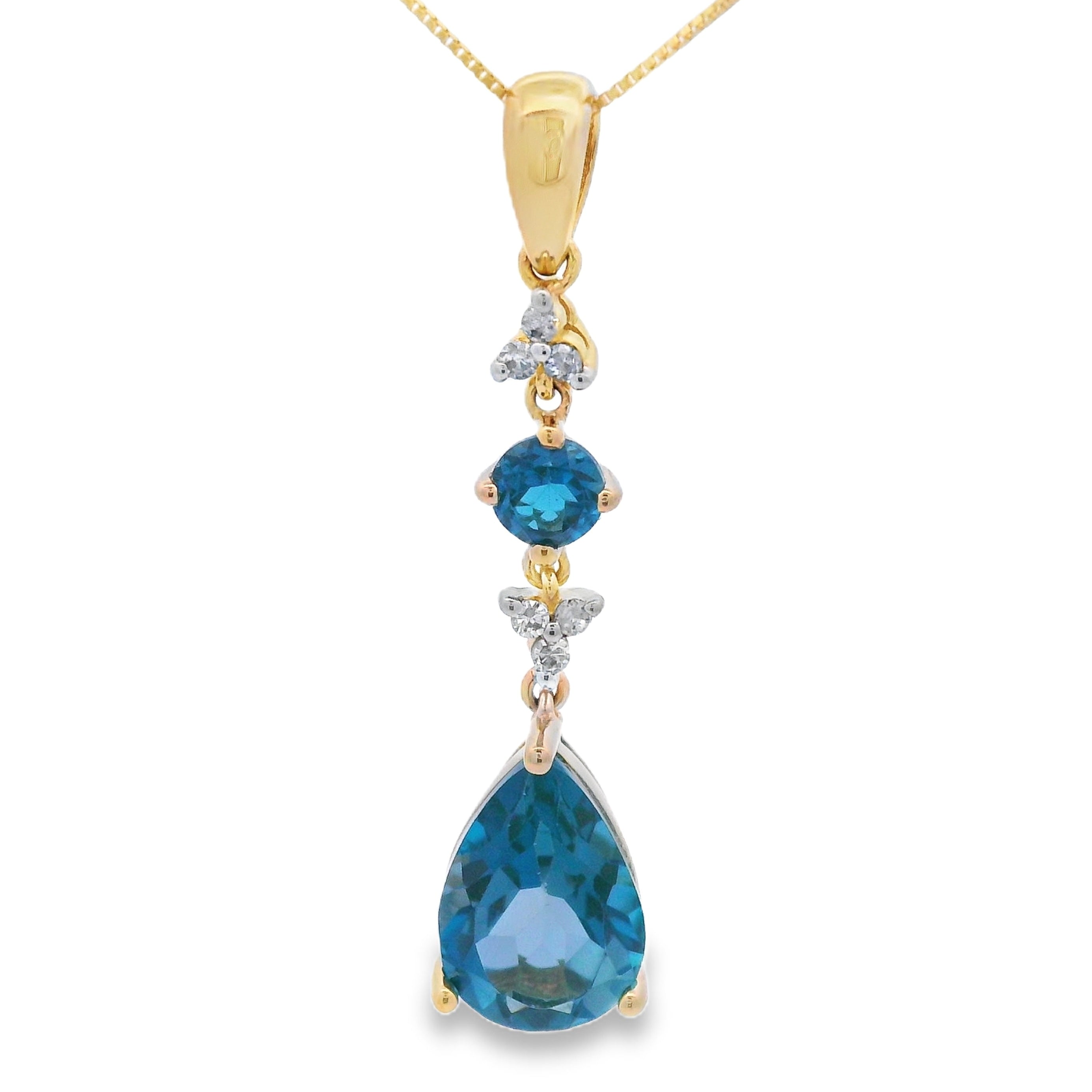 London Blue Topaz Fashion Pendants 10KT Yellow Gold on sale at MyriadMart