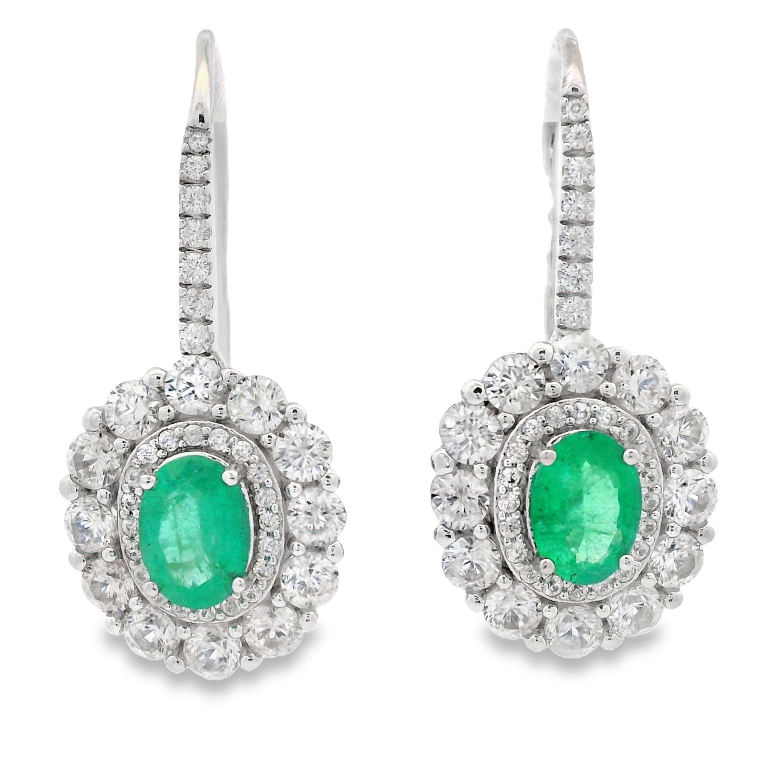 5.28ct Emerald Zircon Dangle Earrings Sterling Silver on sale at MyriadMart