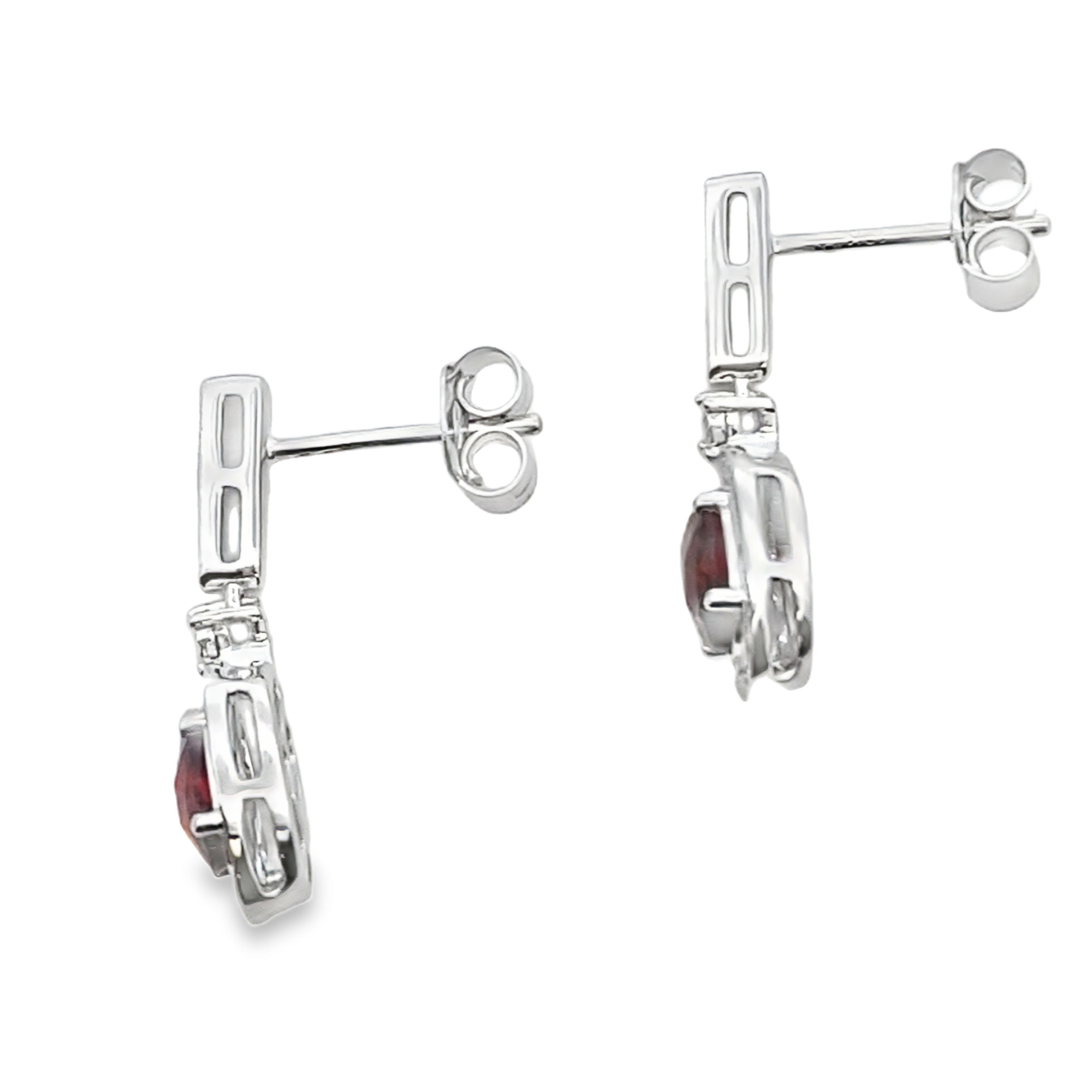 1.20ct Garnet Diamond Dangle Earrings 10KT White Gold on sale at MyriadMart