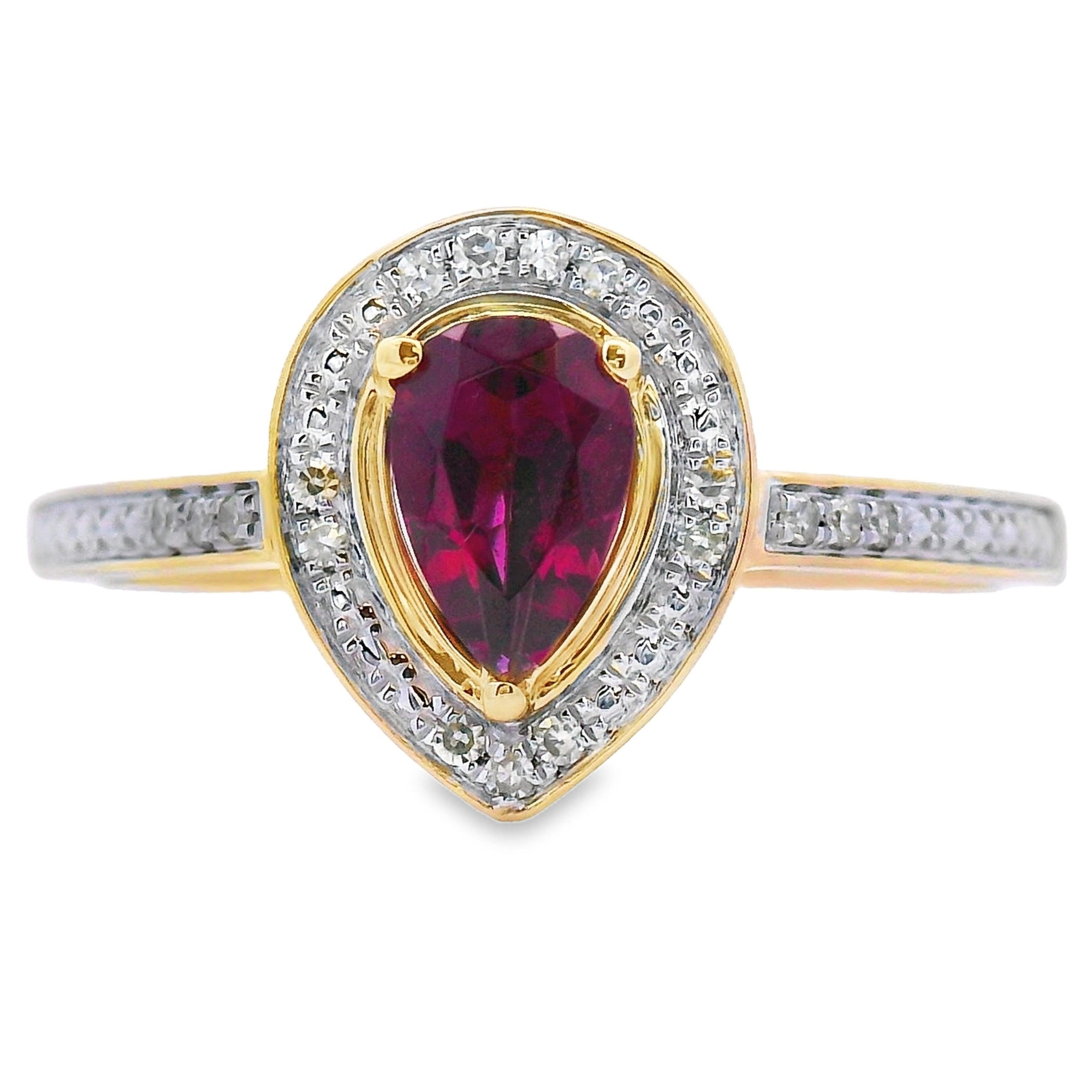 .56ct Garnet Diamond Ring 10KT Yellow Gold on sale at MyriadMart