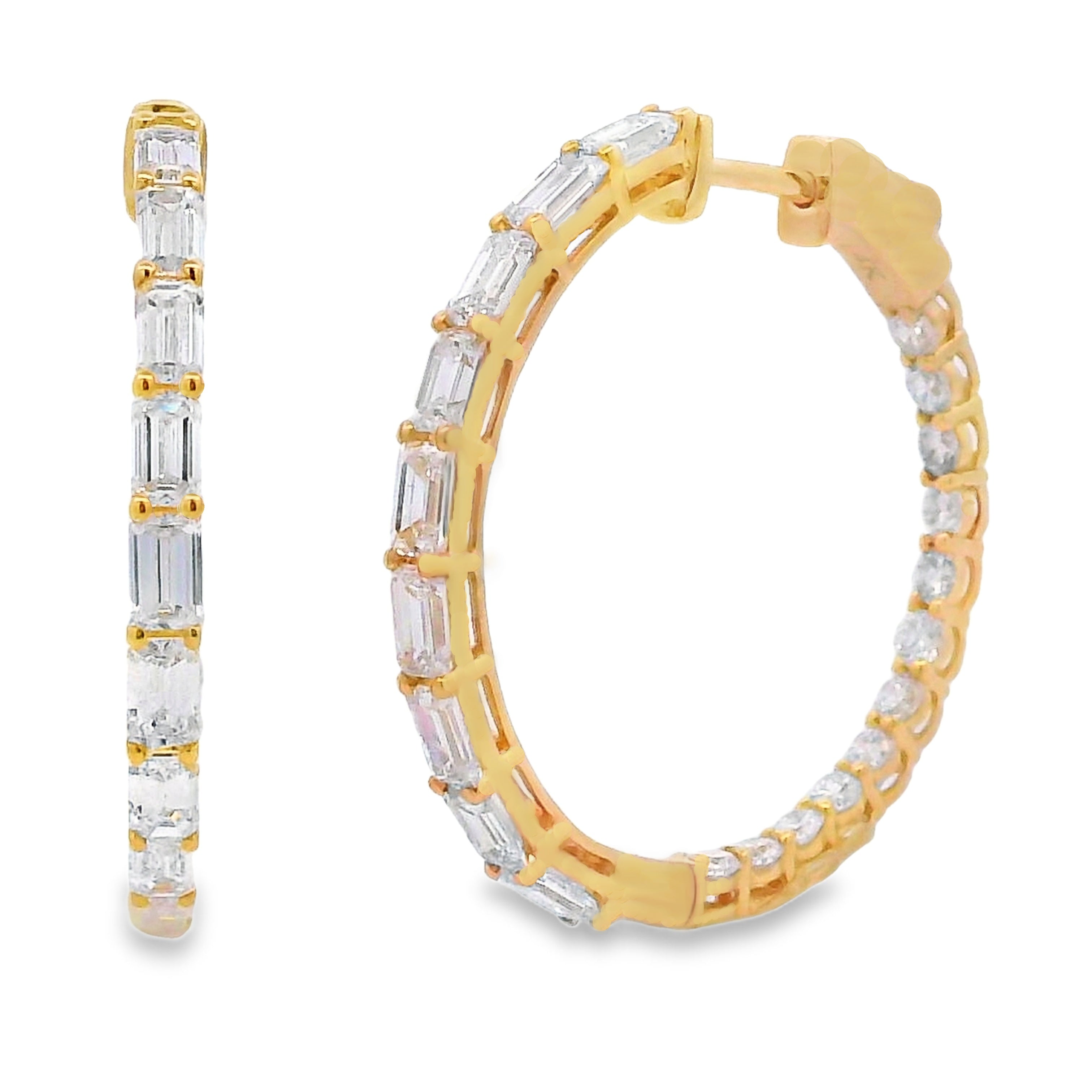 2.65ct Lab Grown Diamond Hoop Earrings 14KT Yellow Gold on sale at MyriadMart