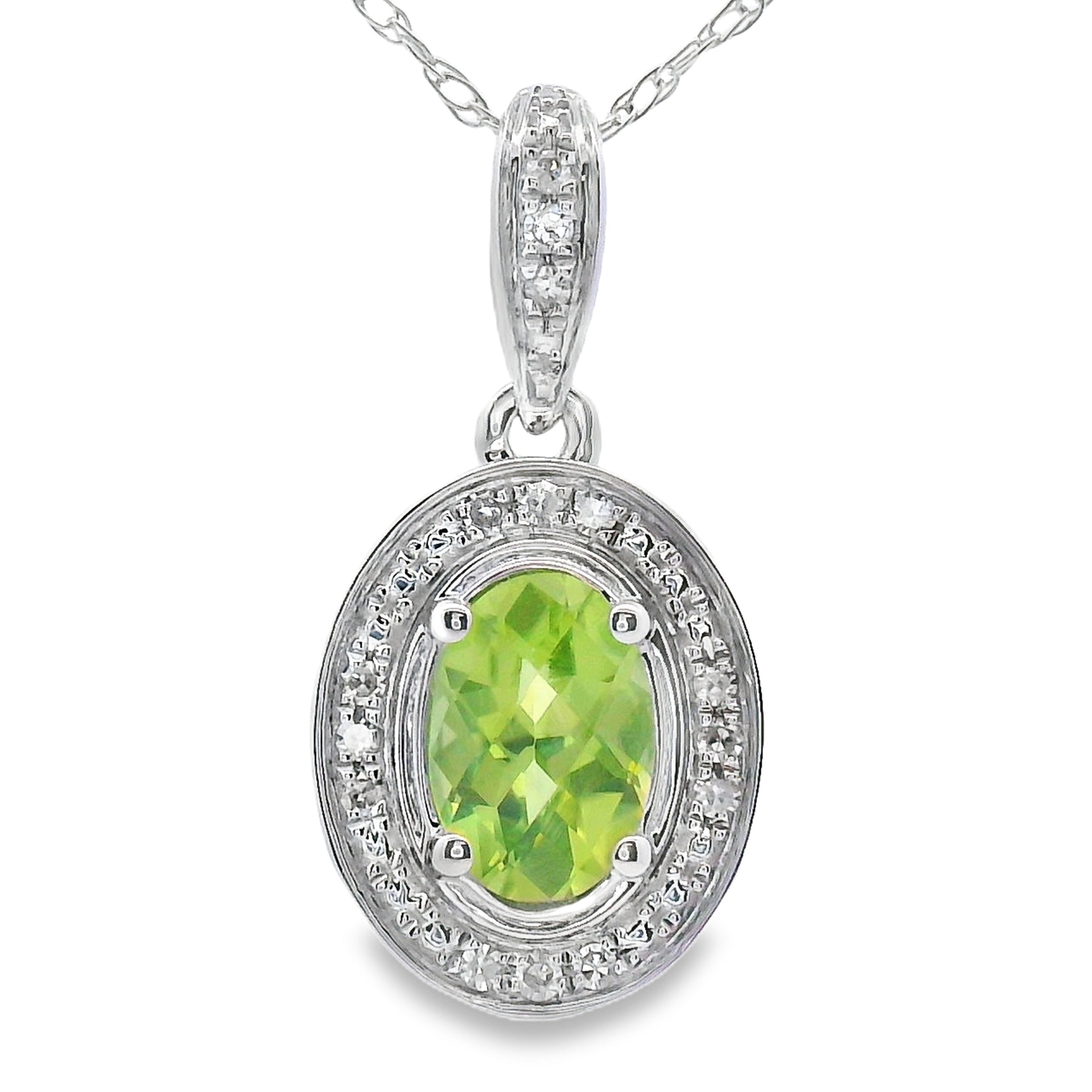 .50ct Peridot Diamond Fashion Pendants 10KT White Gold on sale at MyriadMart