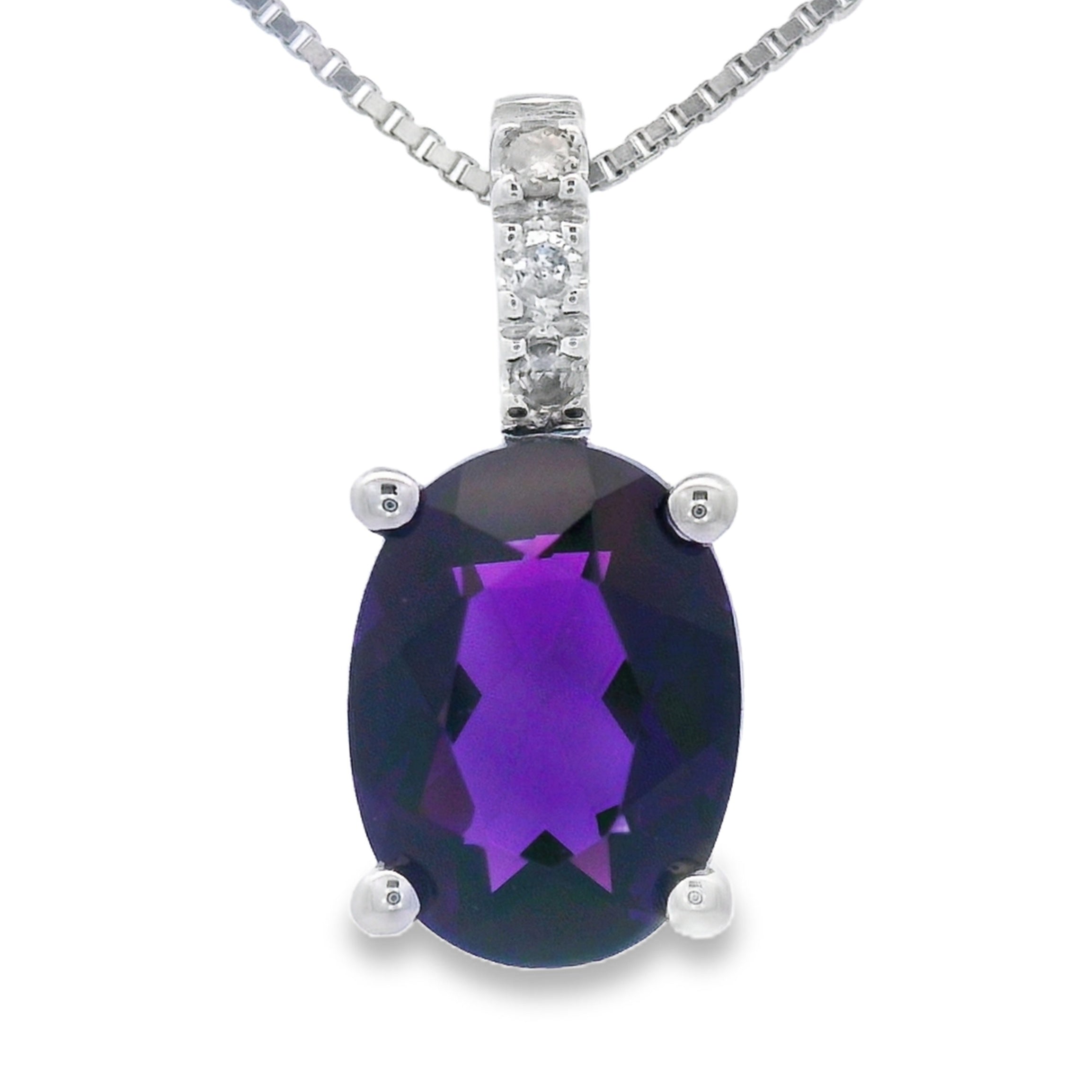 Amethyst Diamond Fashion Pendants 10KT White Gold on sale at MyriadMart