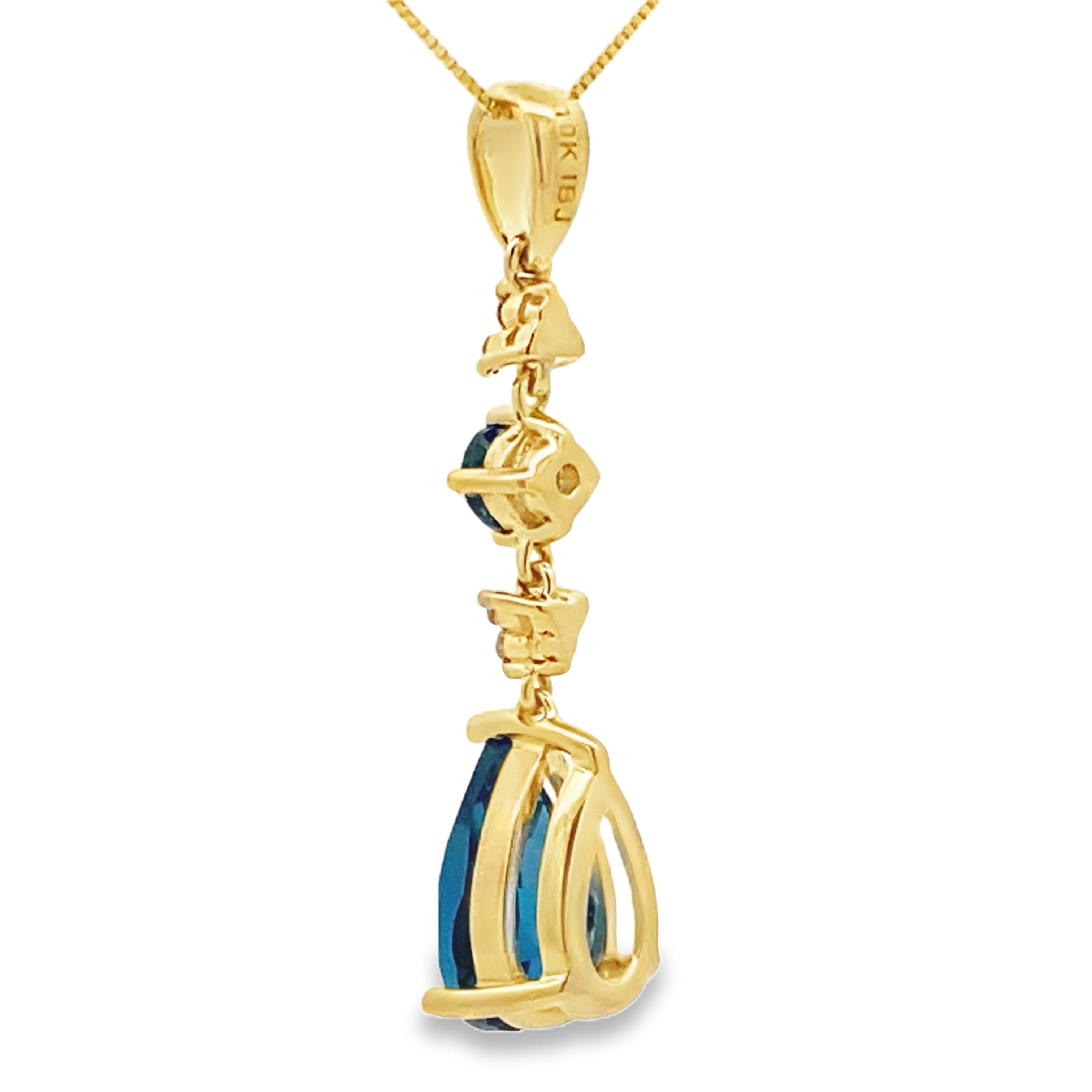 London Blue Topaz Fashion Pendants 10KT Yellow Gold on sale at MyriadMart