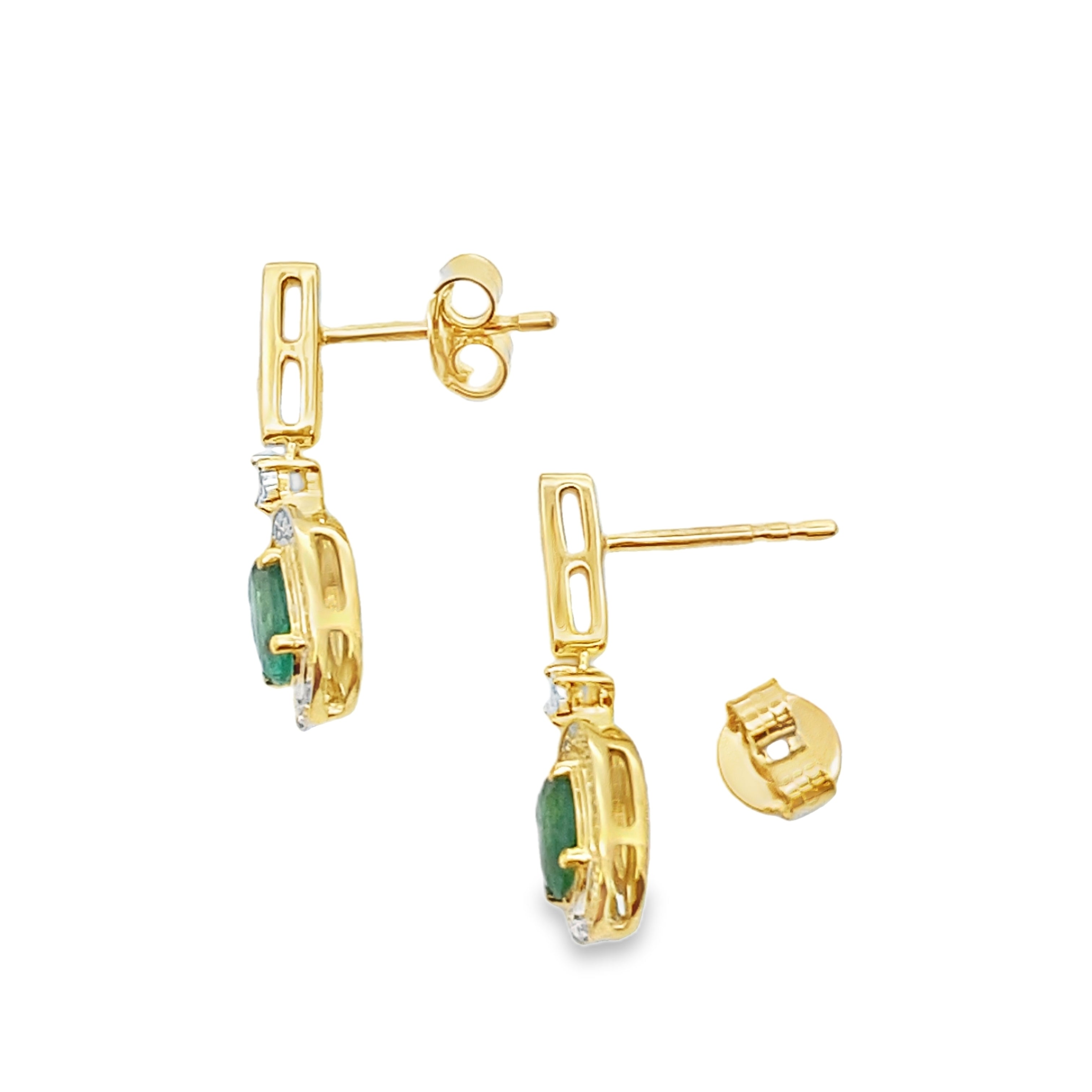 .95ct Emerald Diamond Dangle Earrings 10KT Yellow Gold on sale at MyriadMart
