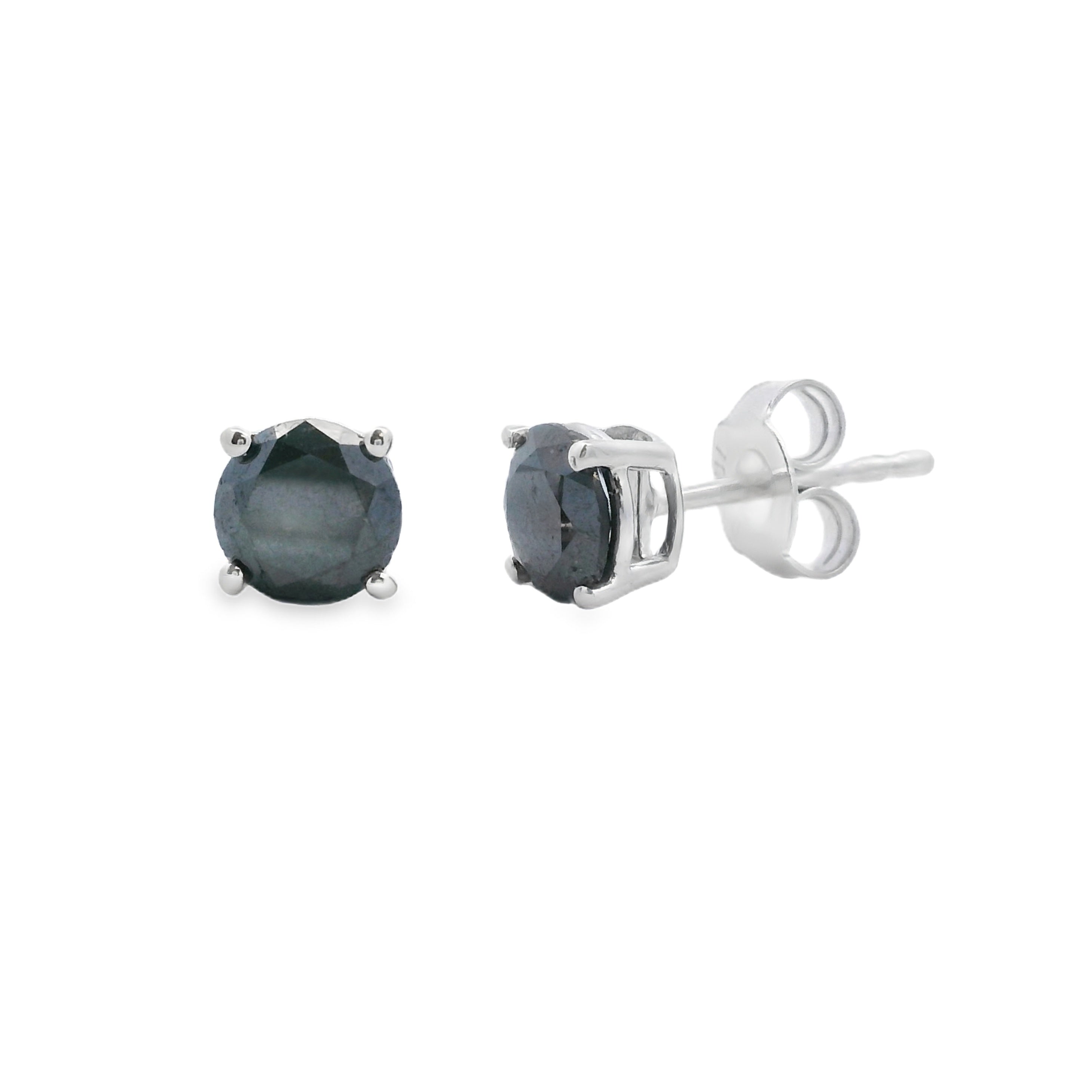 1.00ct Black Diamond Stud Earrings Sterling Silver on sale at MyriadMart