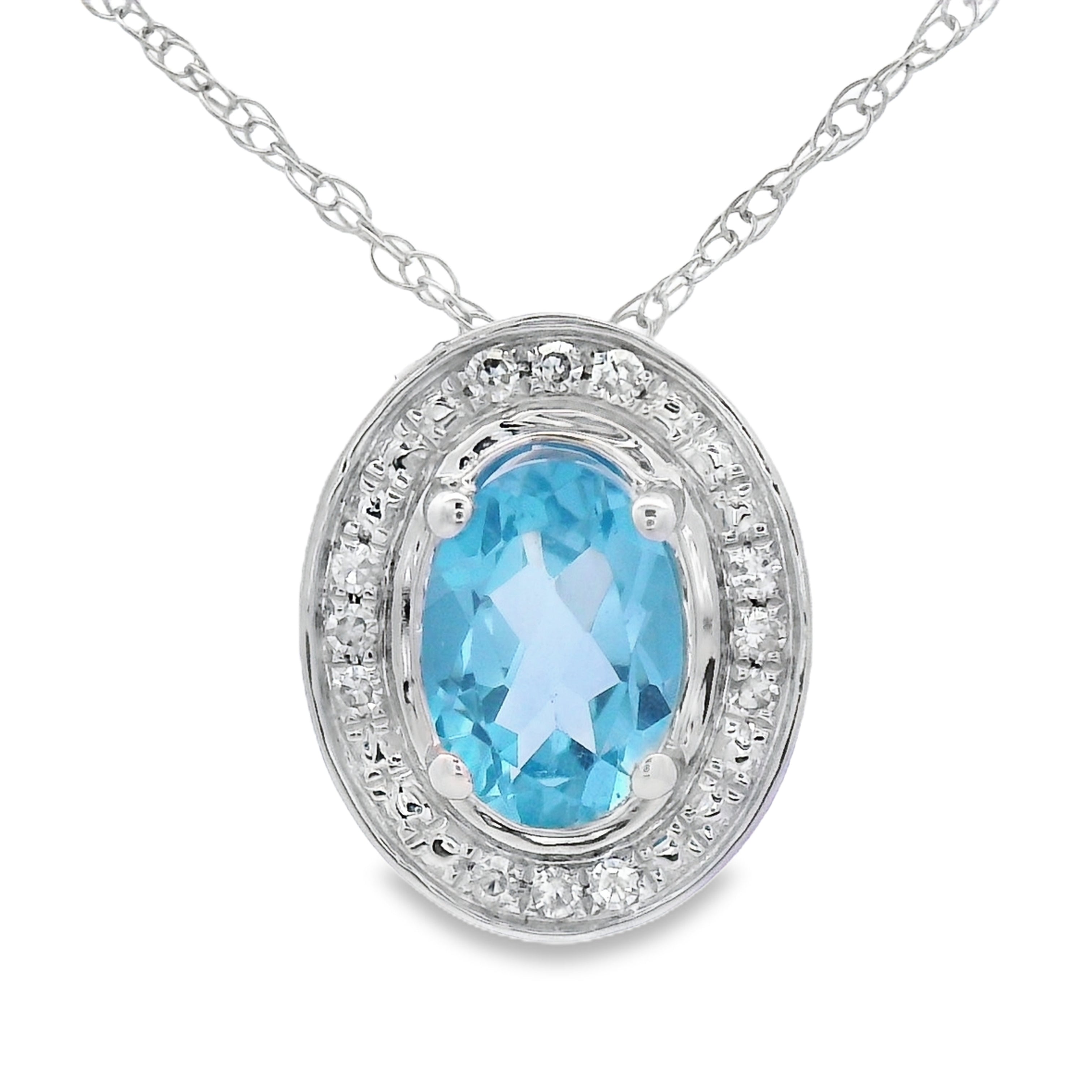 Blue Topaz Diamond Fashion Pendants 10KT White Gold on sale at MyriadMart
