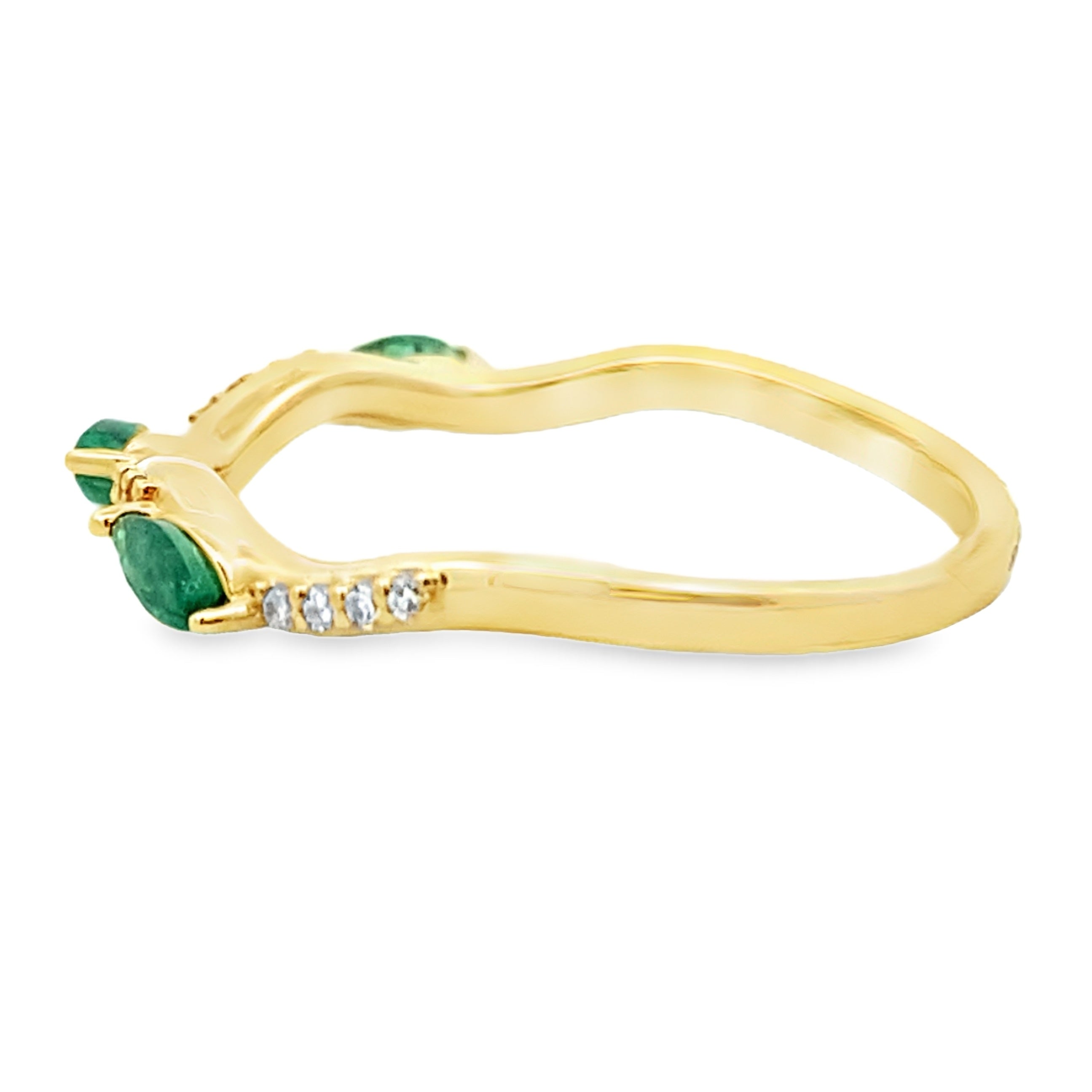 Emerald Diamond stackable band set 14KT Yellow Gold on sale at MyriadMart