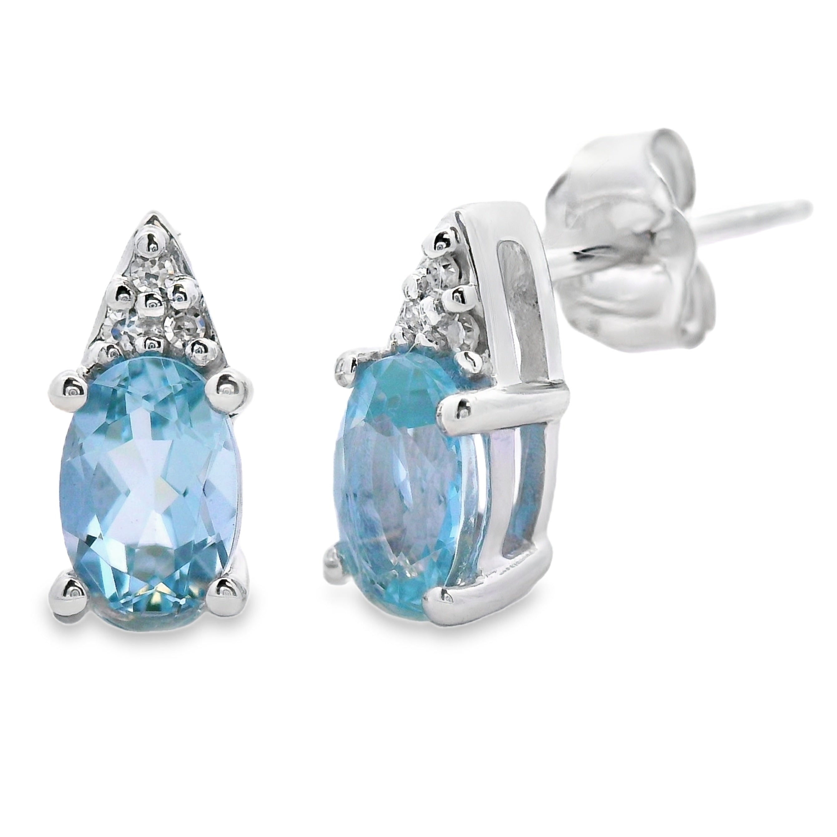 .83ct Aquamarine Diamond Stud Earrings 10KT White Gold on sale at MyriadMart