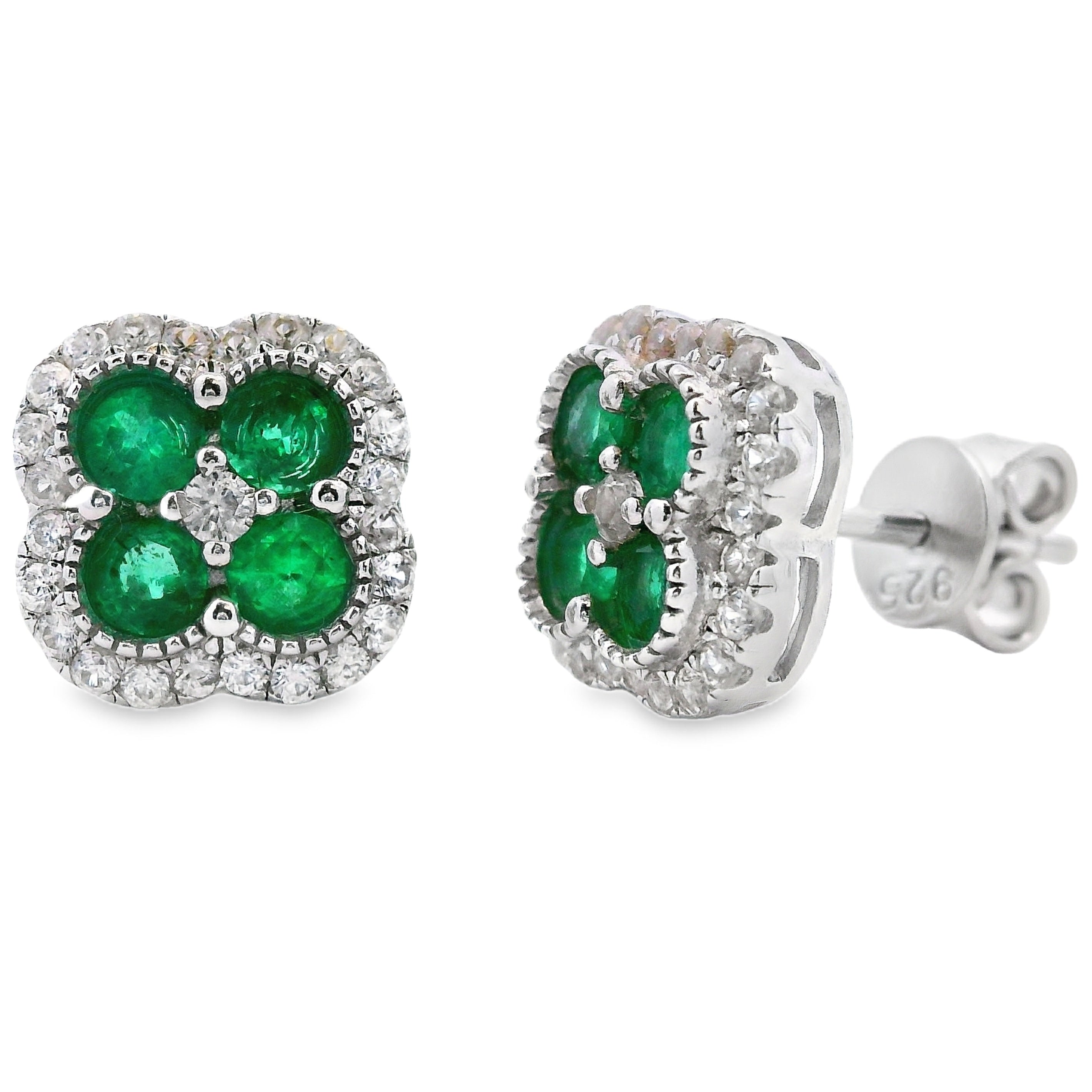 1.45ct Emerald Zircon Stud Earrings Sterling Silver on sale at MyriadMart